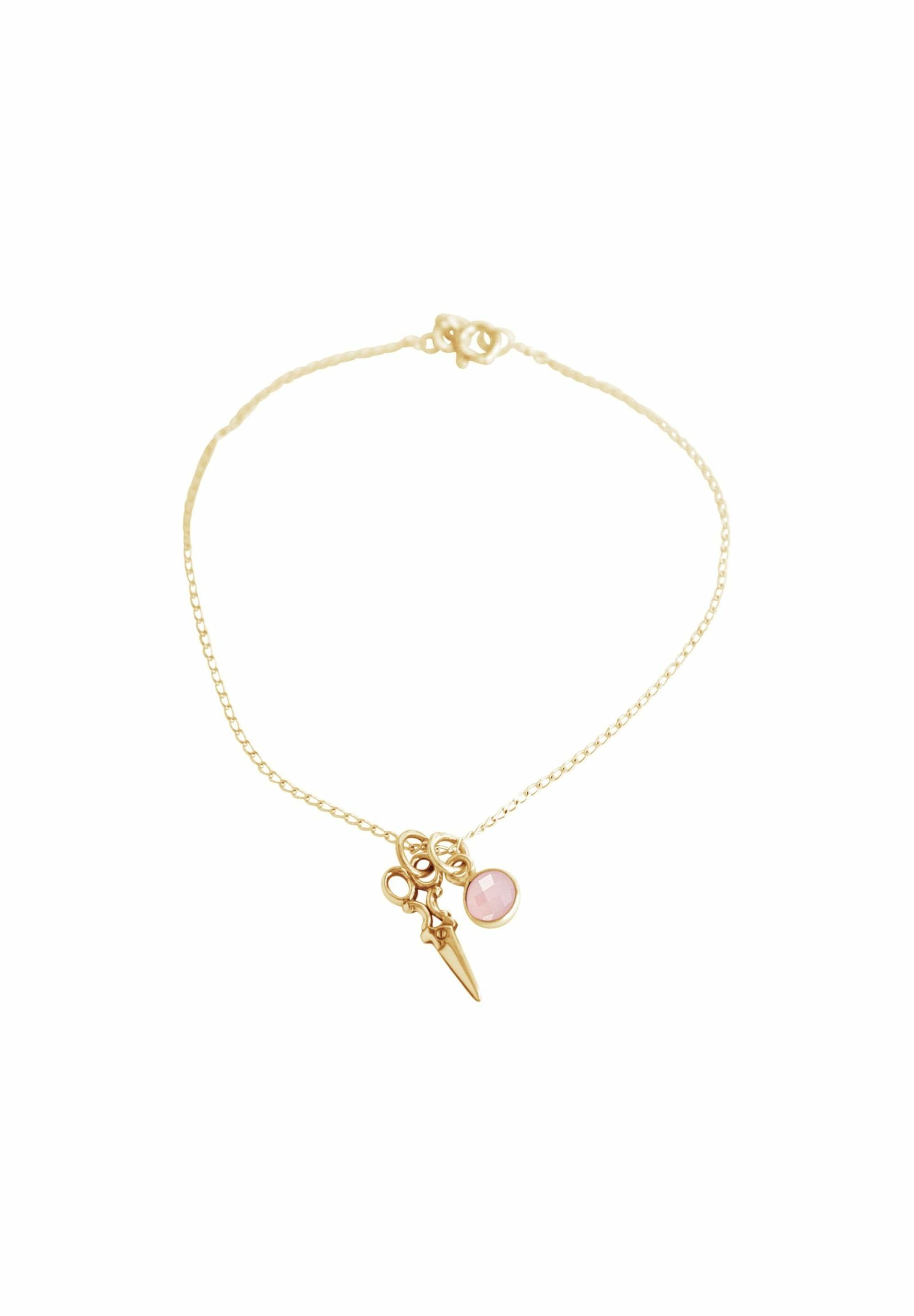 Gemshine Armband und gold Schere coloured Rosenquarz