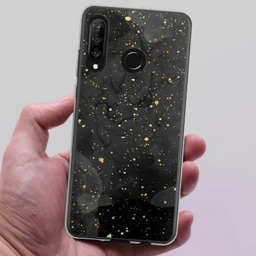 DeinDesign Handyhülle Marmor Glitzer Look Gold & Kupfer Marble Black Gold Look Print, Huawei P30 Lite New Edition Silikon Hülle Bumper Case Smartphone Cover