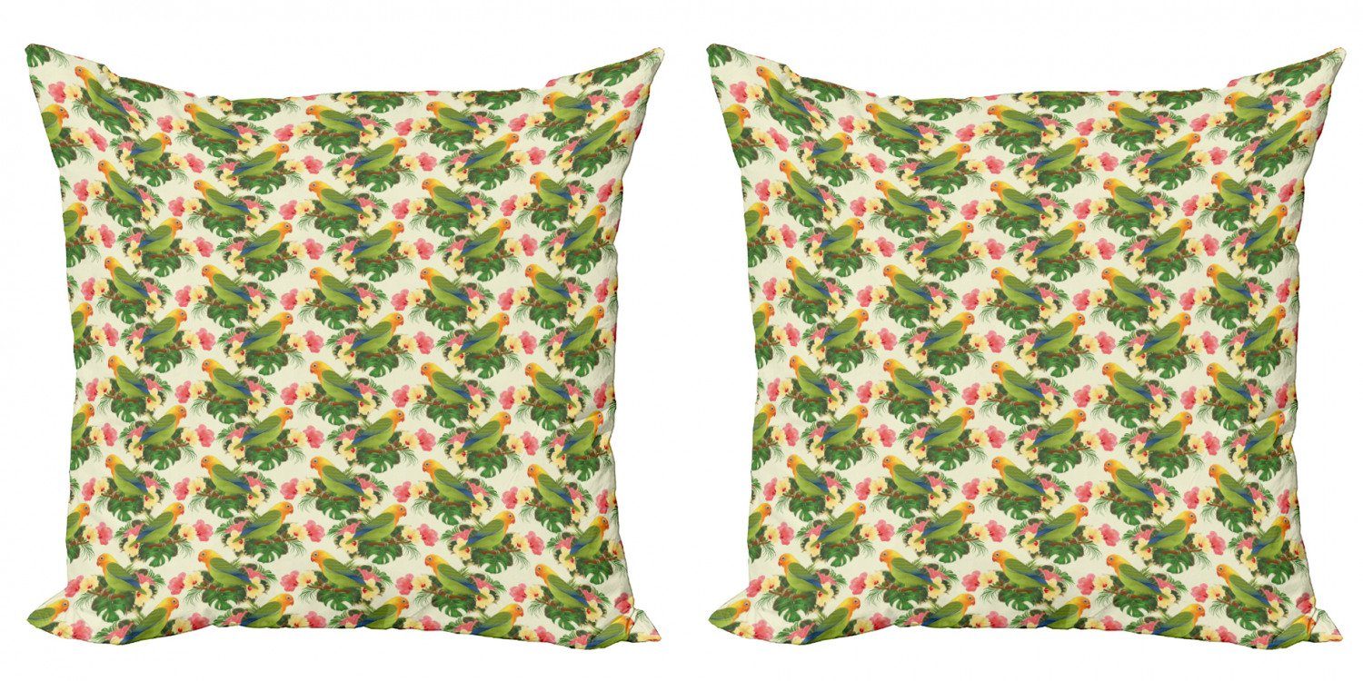 Kissenbezüge Modern Accent Doppelseitiger Digitaldruck, Abakuhaus (2 Stück), Hibiskus Tropische Blumen Parrot