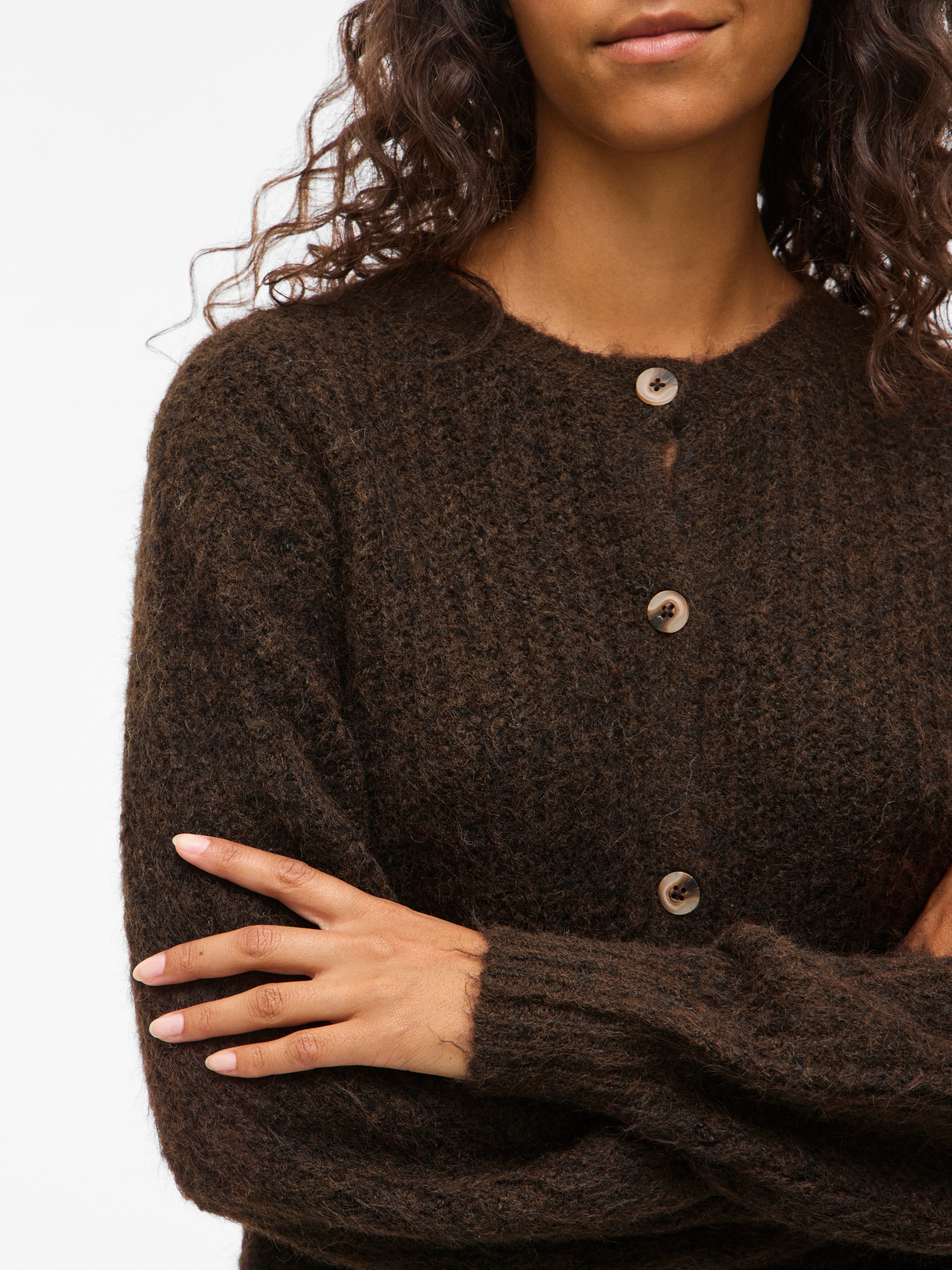 Vila Strickjacke VILAMPE O-NECK L/S KNIT CARDIGAN-NOOS Materialmix, regular fit