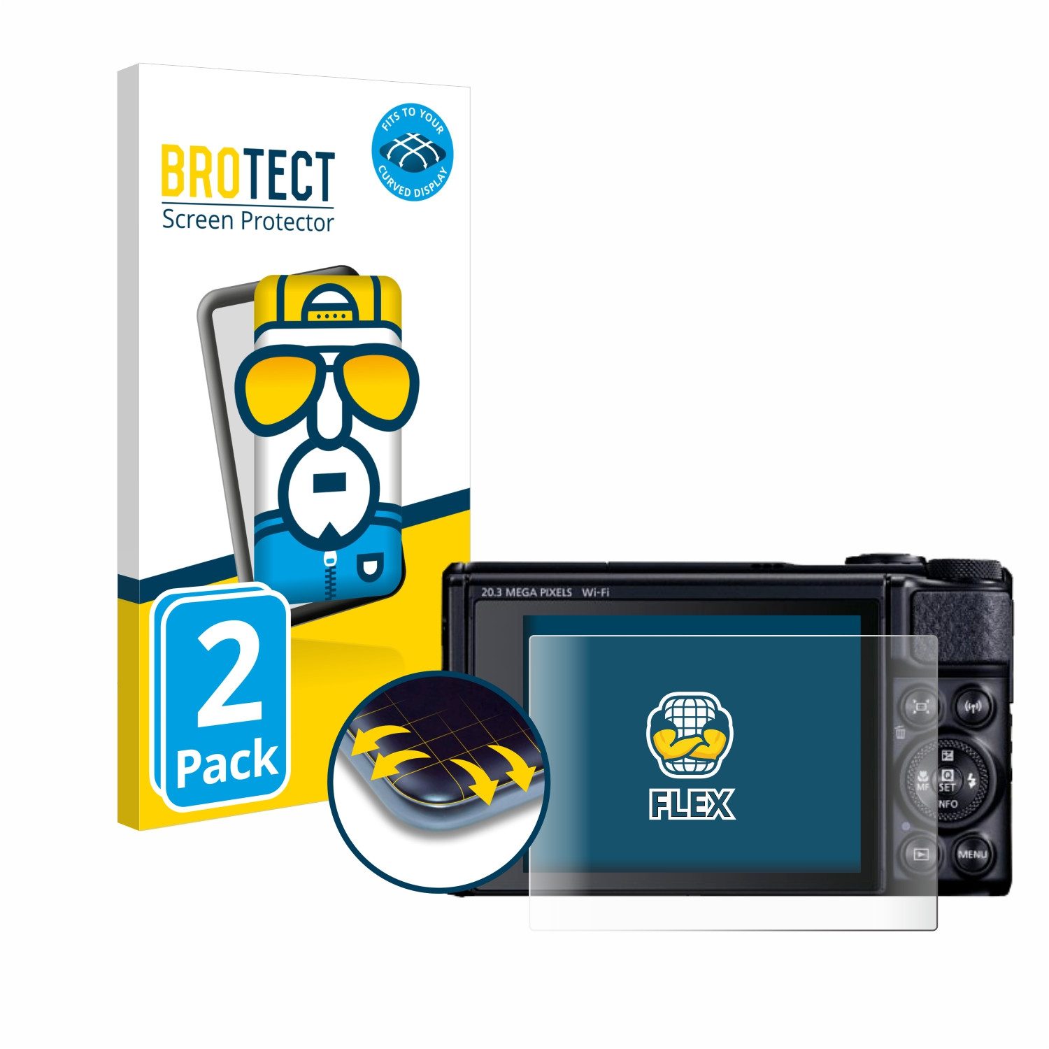 BROTECT Displayschutzfolie Fullscreen Schutzfolie für Canon PowerShot SX740 HS Lite, 2 Stück, Displayschutz Folie Fullcover Klar Transparent