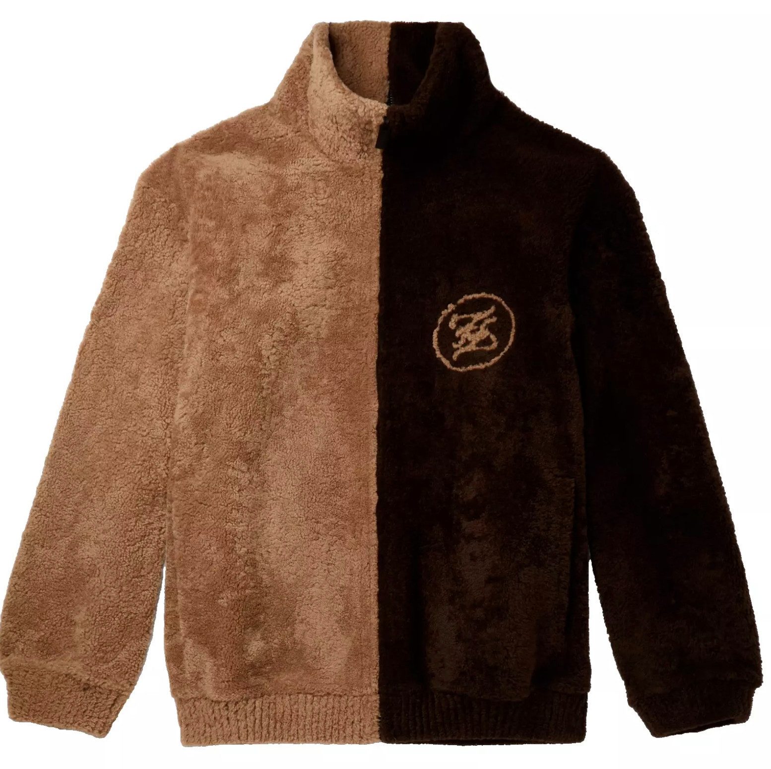 FENDI Wendejacke Logo Intarsia Shearling Bpmber Blouson Jacke Leder und Shearling-Seite, Meisterwerk italienischer Handwerkskunst