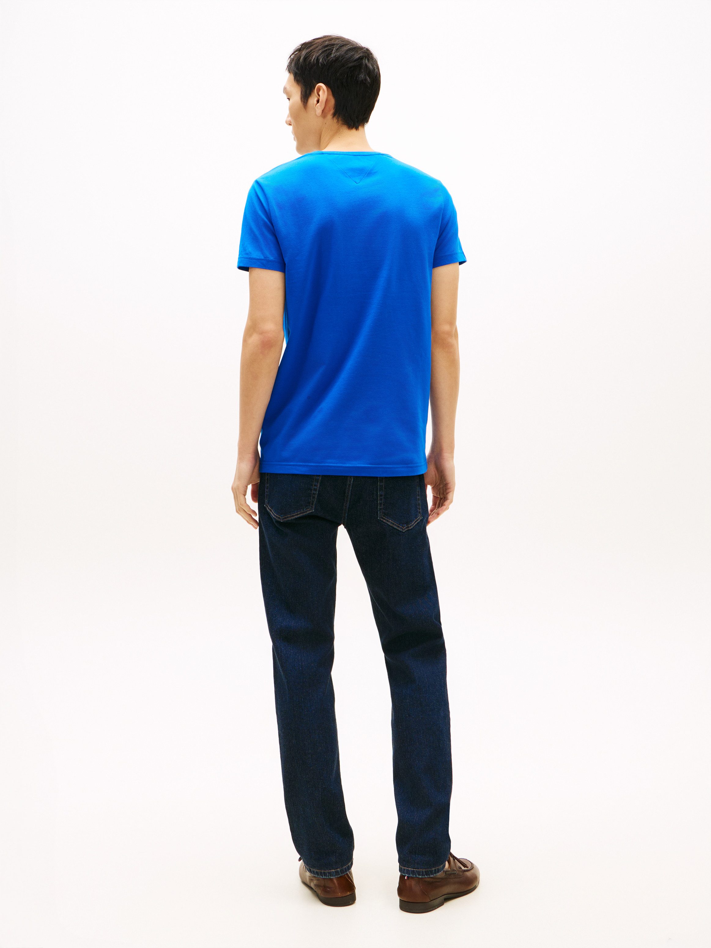 Tommy Hilfiger T-Shirt STRETCH SLIM FIT unifarben, casual, slim fit, Baumwollmix, Rundhals – Bild 5 von 5