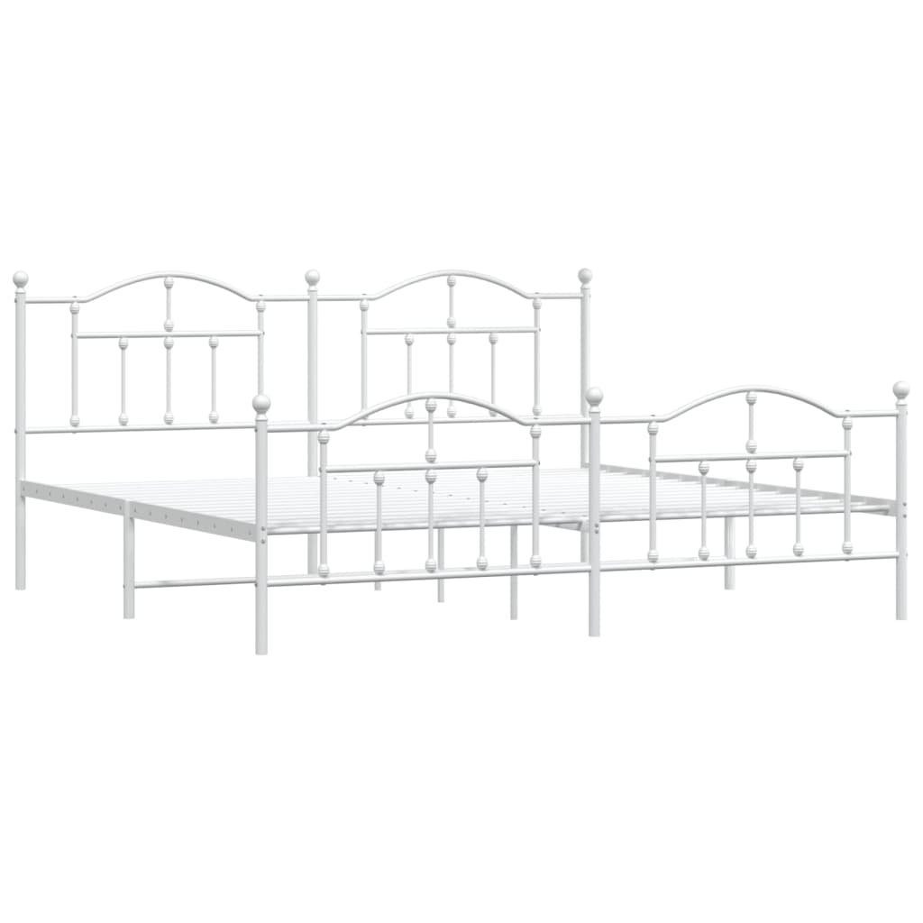 vidaXL Bettgestell 200 x 200 cm Bettrahmen mit Kopf- und Fußteil Metall Weiß 200x200 cm B