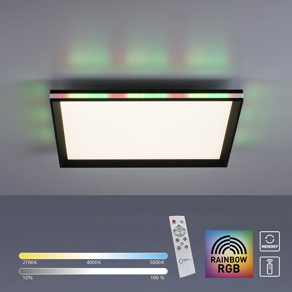RGB Watt, LED RGB dimmbar Farbwechsel Panel RGB SellTec CCT-Farbtemperaturregelung, LED 1x Rainbow, Dimmfunktion, bis Fernbedienung LED-Board/21,50 Digital, Deckenleuchte Rainbow CCT Lichteffekt, Warmweiß schwarz Kaltweiß, Deckenlampe
