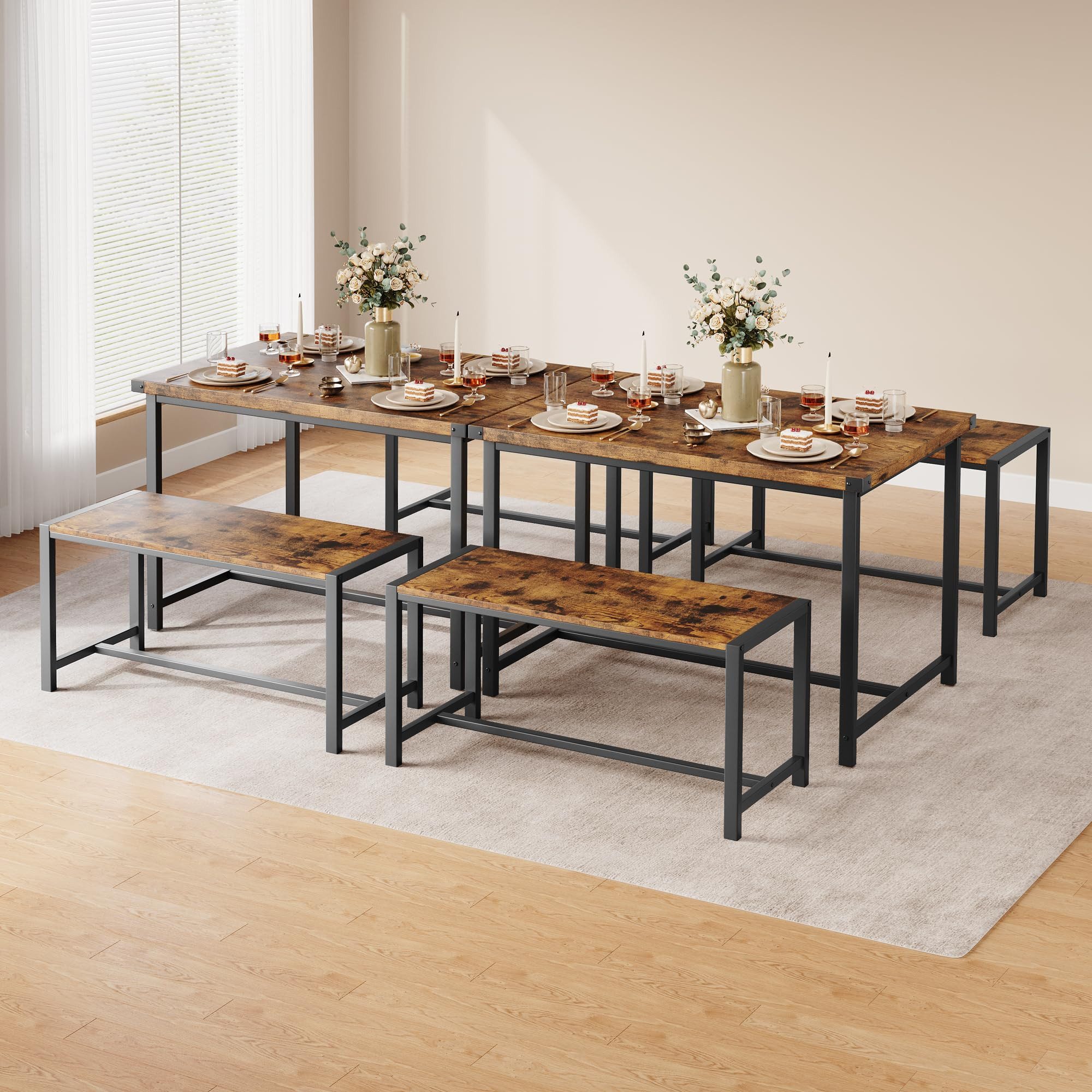 GarveeMore Essgruppe 3er-set, 3-tlg., esstisch mit 2 bänken günstig online kaufen