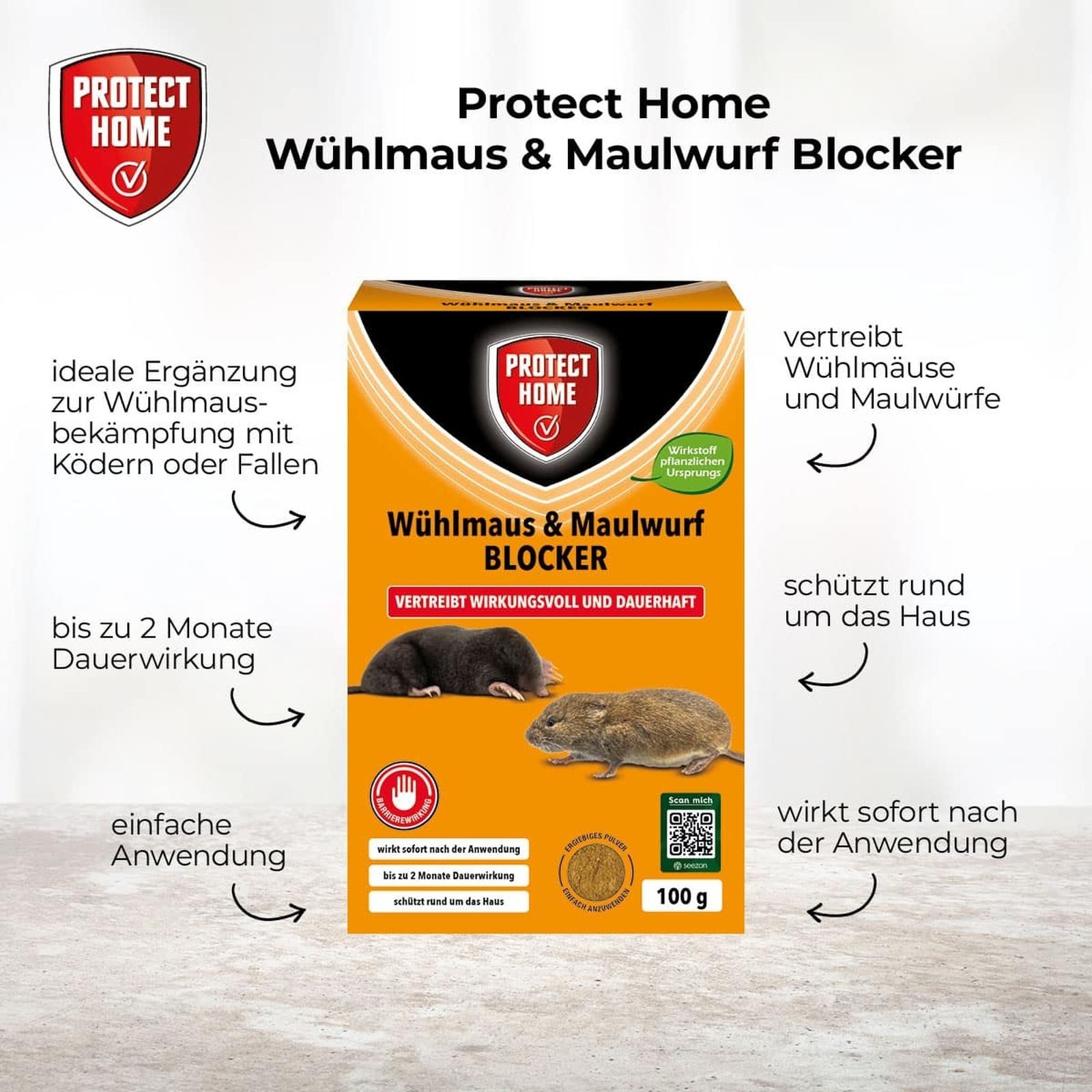 Protect Home Vergrämungsmittel Wühlmaus und Maulwurf Blocker 100 g – Bild 3 von 5