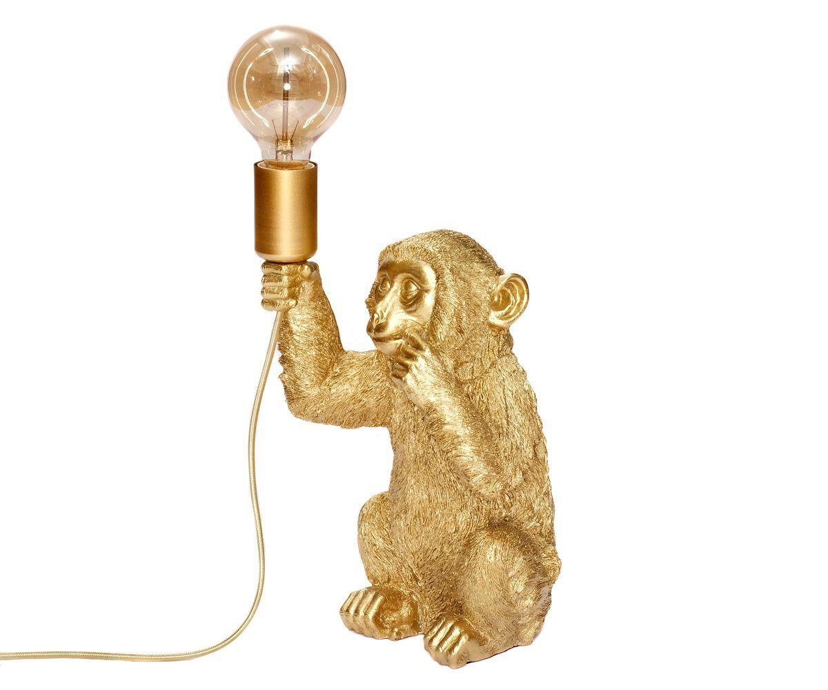 Brillibrum Nachttischlampe »Affenlampe Tischlampe Affe Gold Tischleuchte  Monkey Lampe sitzender Äffchen Figur Fassung E27 max 40 Watt«