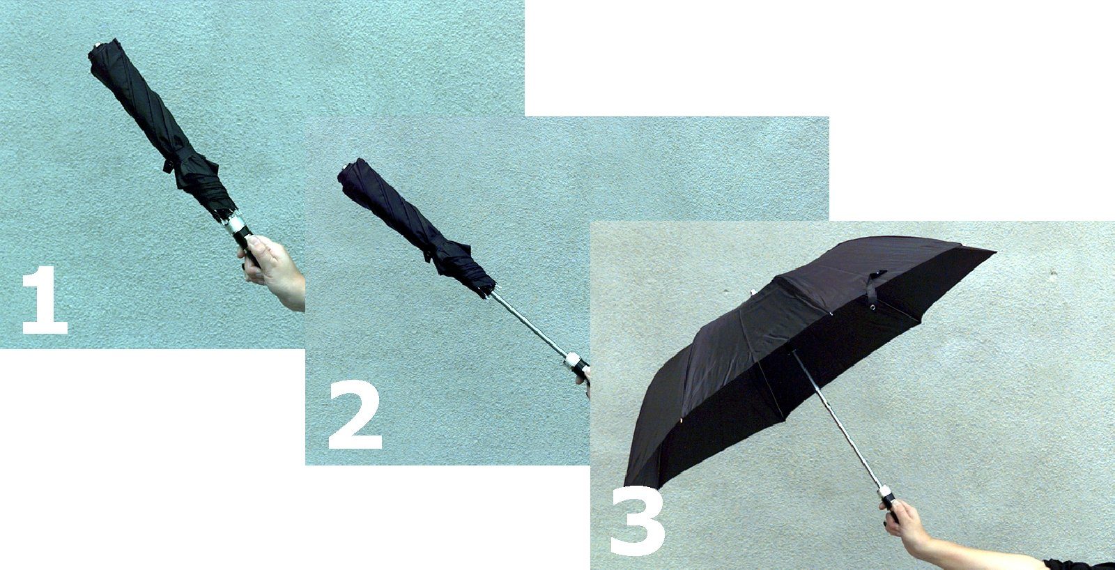 HR Autocomfort Taschenregenschirm Herren Regenschirm Black ca. aus 1960 Automatik orig. Schirm Gentleman