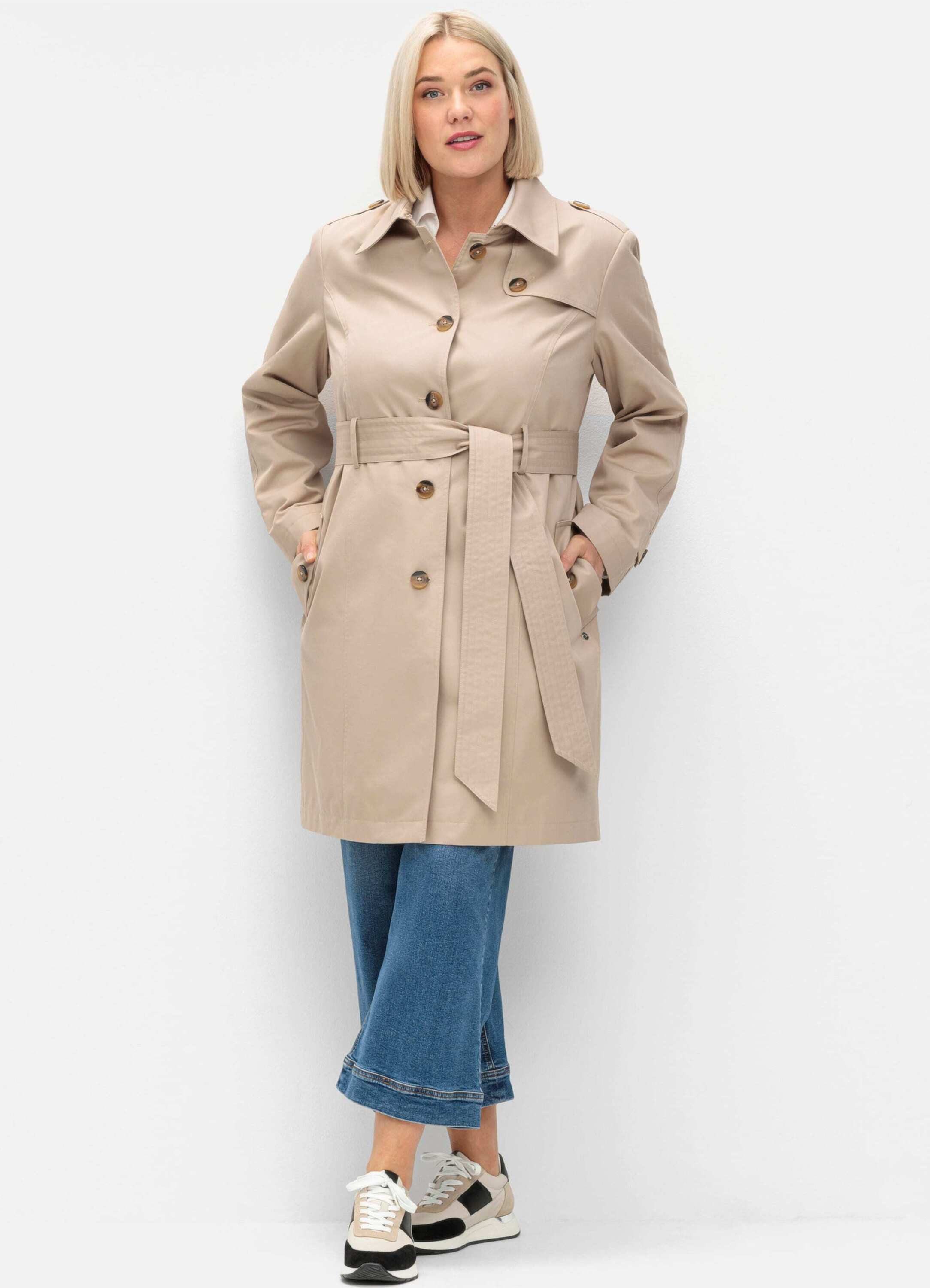 Sheego Langmantel Trenchcoat in wasserabweisender Qualität