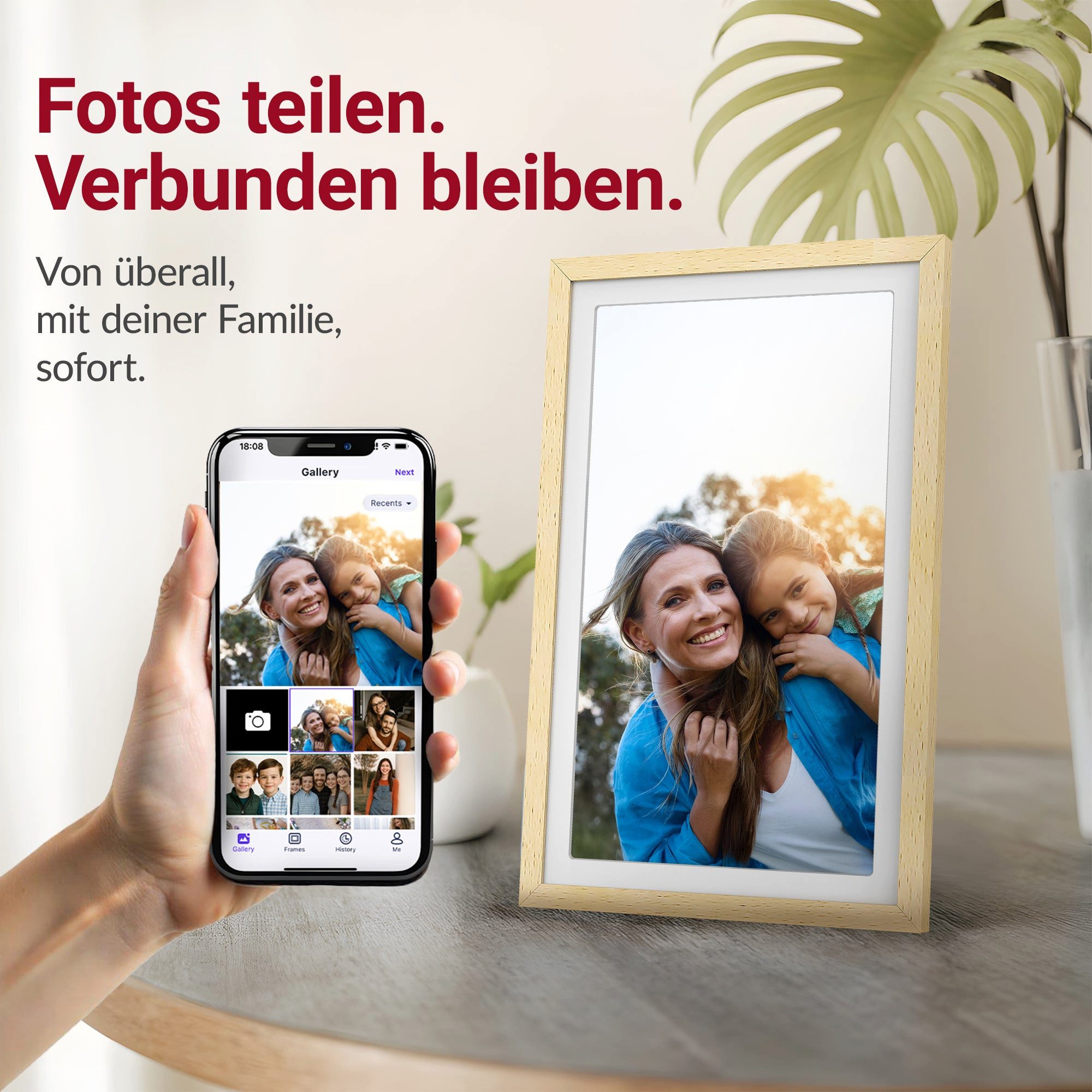 Xoro CPF 14PF -14 Zoll mit App-Steuerung Digitaler Bilderrahmen (35,56 cm/14 ", 1920 × 1080 Pixel, 32 GB, Full‑HD‑Touchdisplay mit WLAN und Bildrotation) – Bild 3 von 5