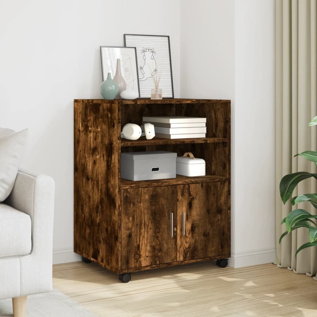 vidaXL Aktenschrank Rollschrank Räuchereiche 60x48x81 cm Holzwerkstoff (1-St)