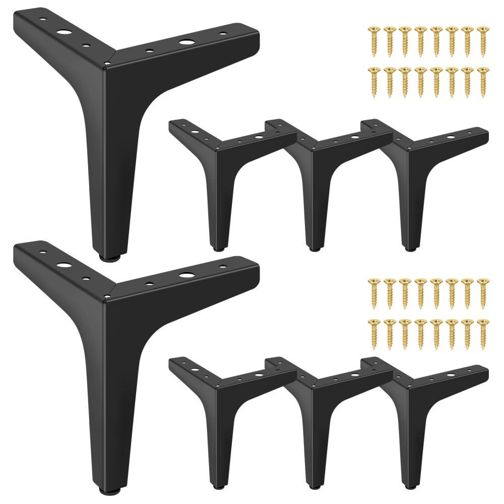 QUBEBU Möbelfuß 8X Möbelfüße Schrankfuß Füße Sockelfüße Sofafuß Möbelbeine Schwarz, (belastbar bis 800 kg, H: 10 cm / 13 cm / 15 cm / 17 cm., Metall Möbelbeine Möbelfüße Sofa Beine Möbelfüsse Schrankfüße)