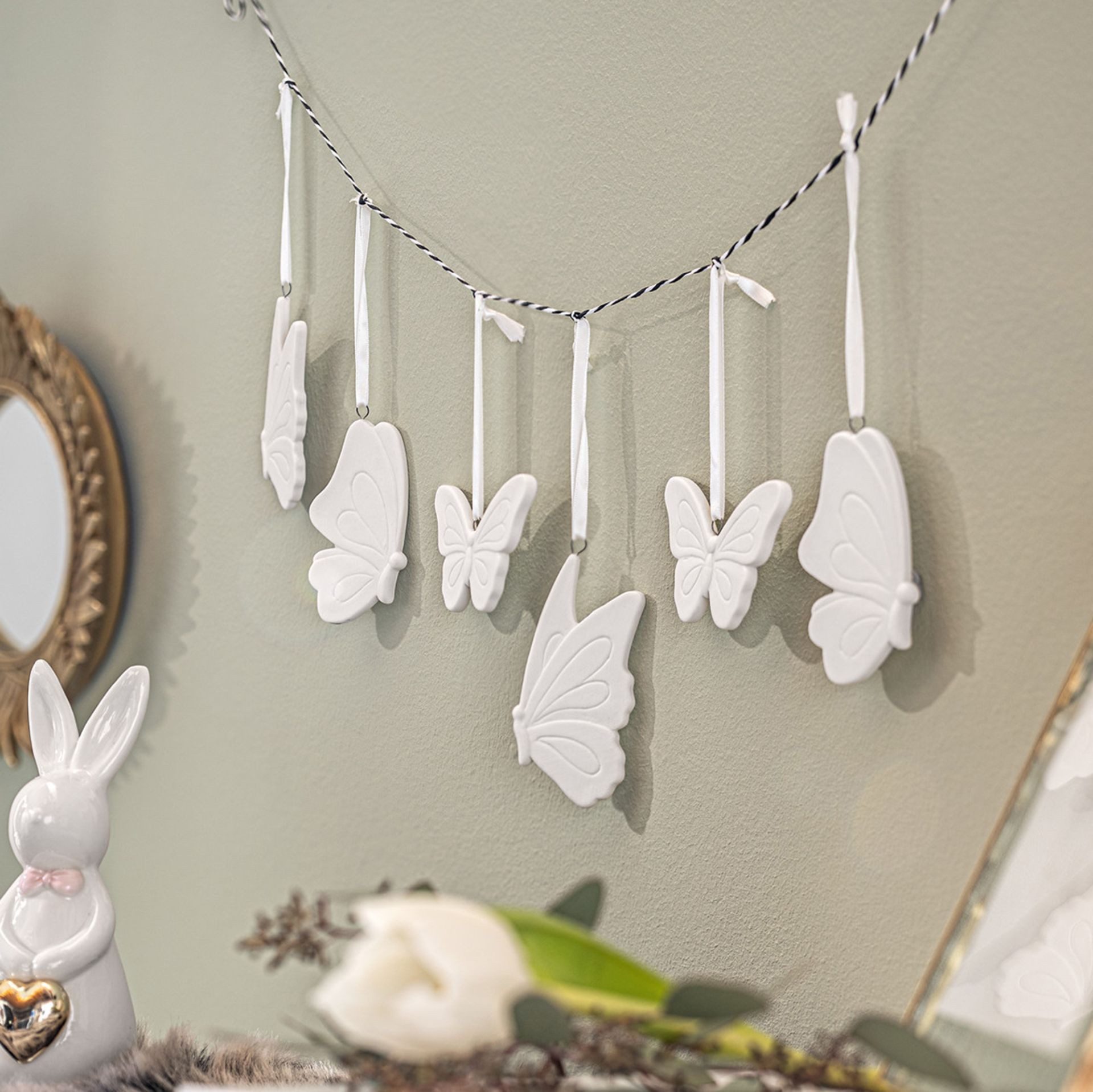Home-trends24.de Dekohänger Hänger Schmetterling Dekohänger Porzellan Hängedeko 12er Set (12 St)