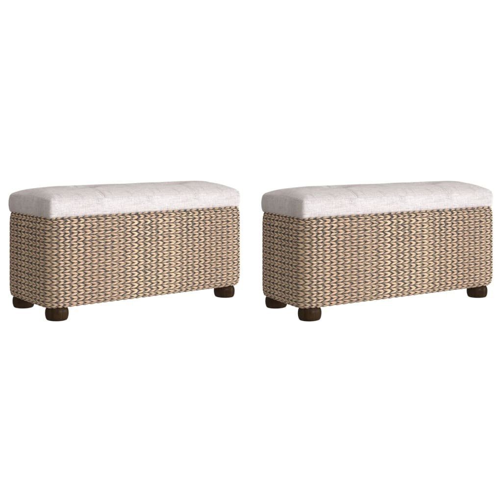 furnicato Truhenbank Скамьи mit Stauraum und Kissen in Grau 2 Stk. 69 cm Rohrkolben (1-St)