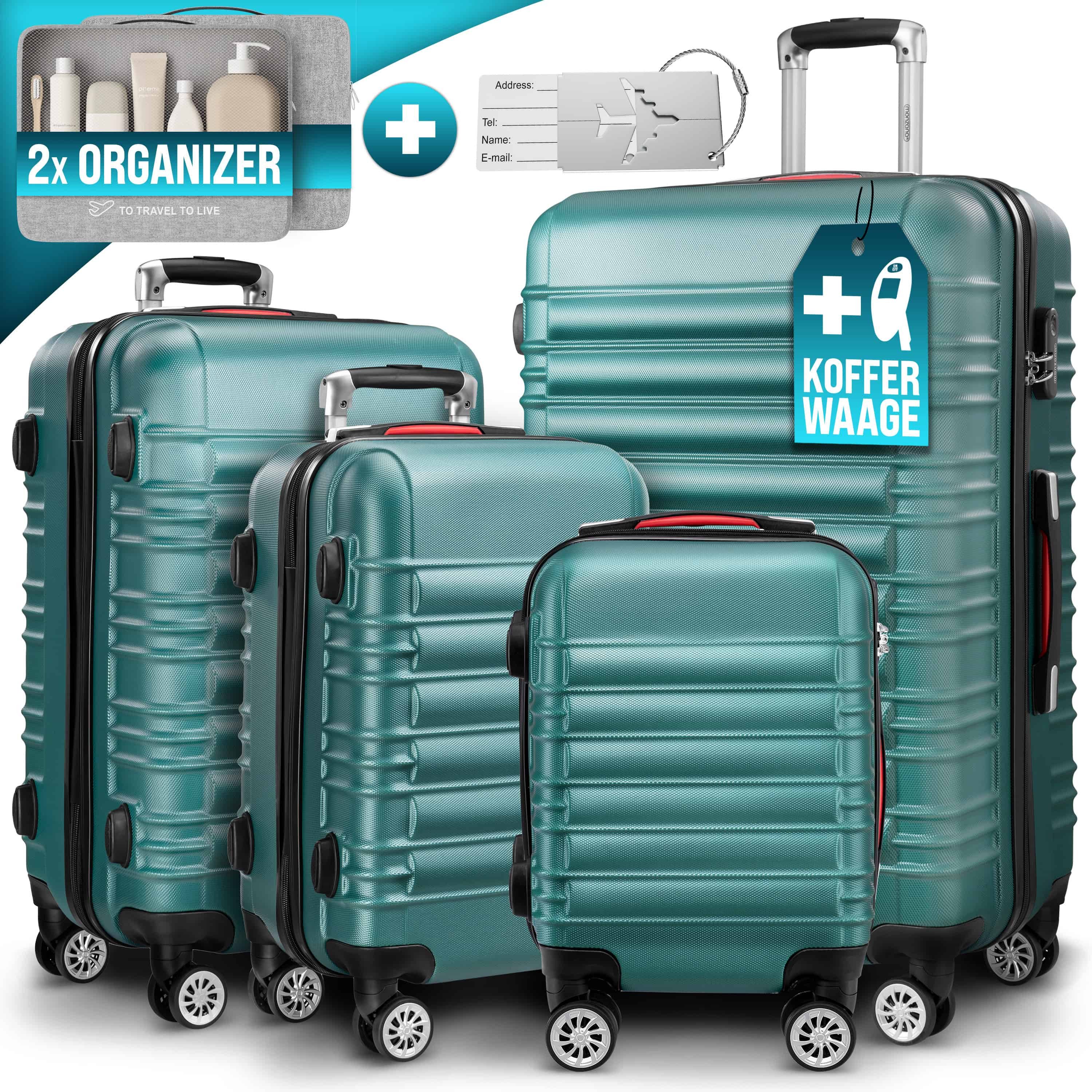 monzana Kofferset, Koffer Zwillingsrollen Zahlenschloss Waage günstig online kaufen