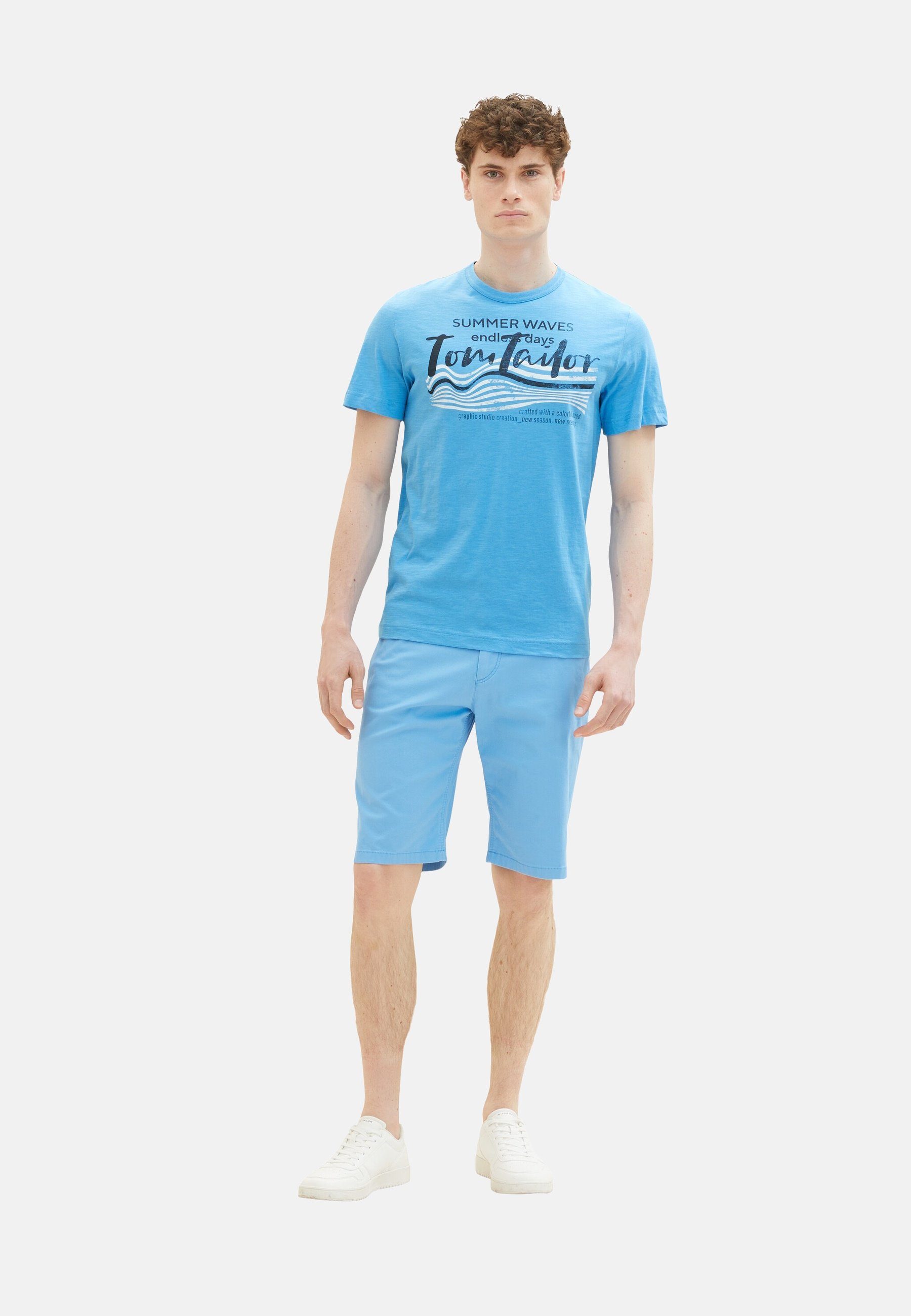 Frontprint blau mit T-Shirt Kurzarmshirt T-Shirt Tailor TOM (1-tlg) TAILOR Tom