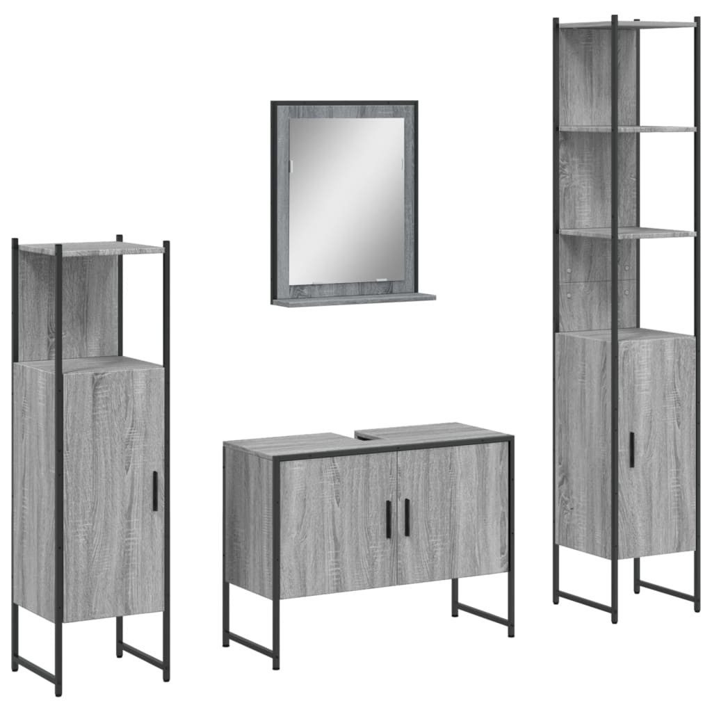 vidaXL Badezimmer-Set 4-tlg. Badmöbel-Set Grau Sonoma günstig online kaufen