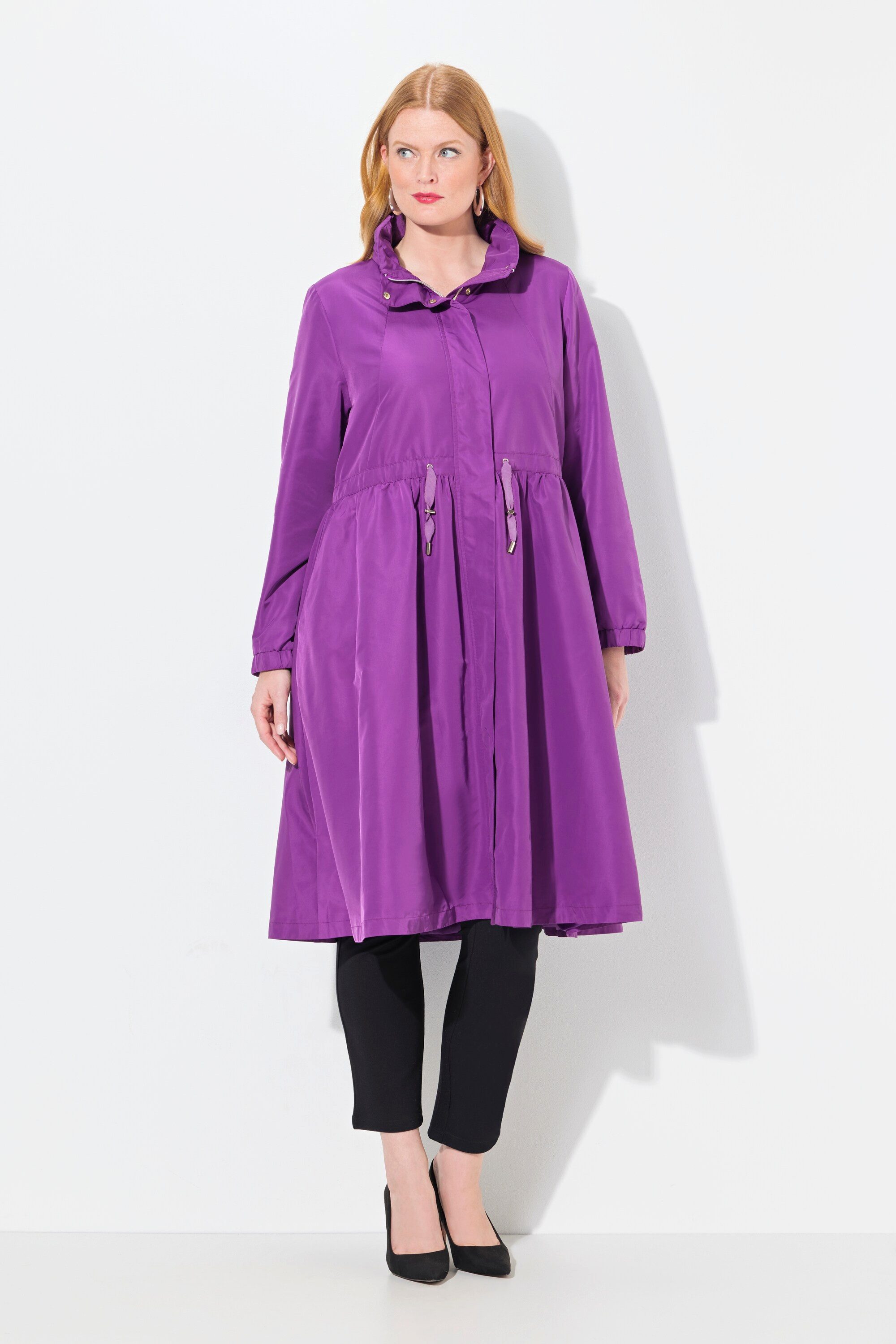 Ulla Popken Wintermantel Mantel wasserabweisend Kapuze 2-Wege-Zipper günstig online kaufen