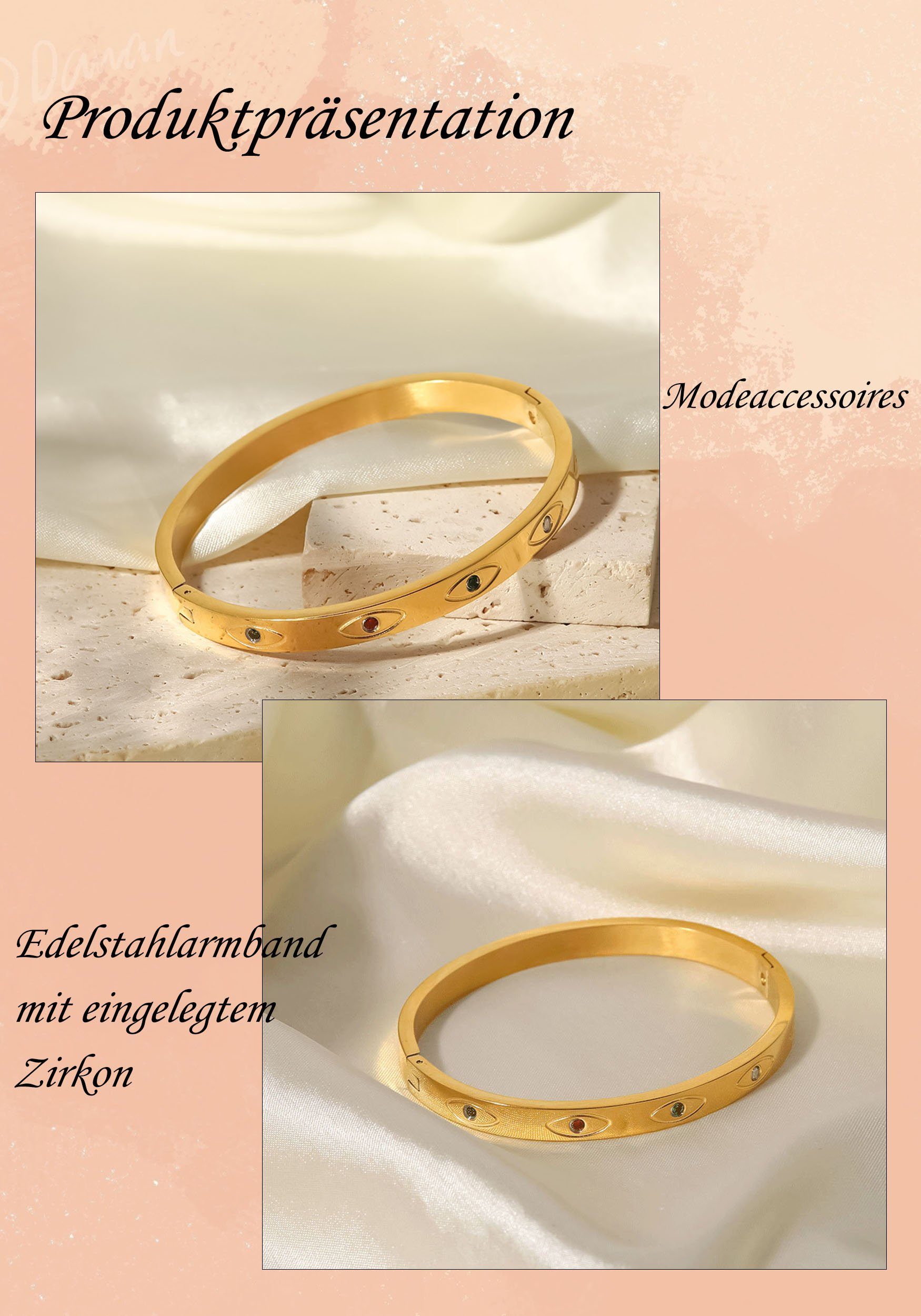 Mode MAGICSHE Edelstahl vergoldetes Armband Armreif 15 Retro