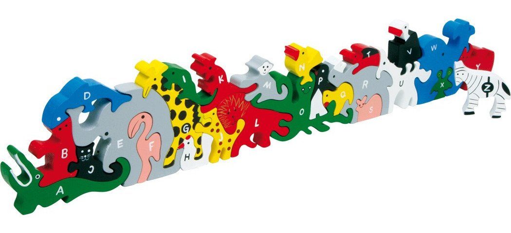 Legler Puzzle Small foot 2841 - Steckpuzzle, Buchstaben- und Zahlentiere, Puzzleteile