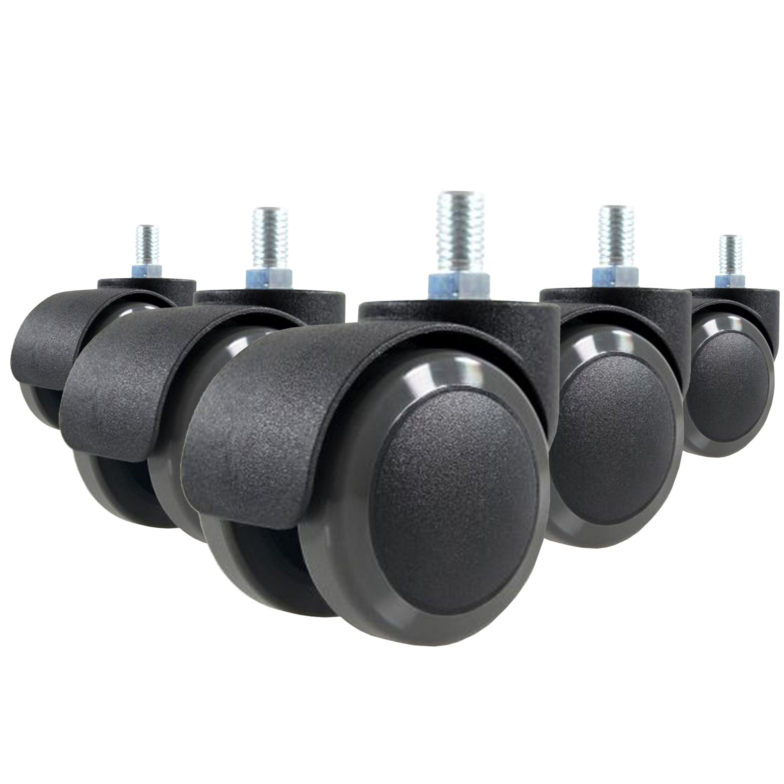 hjh OFFICE Stuhlrolle Stuhlrollen 5X Rolo M10/50Mm Metall, Kunststoff, (5er Pack), Hartbodenrollen Bürostuhl, Rollen für Schreibtischstuhl