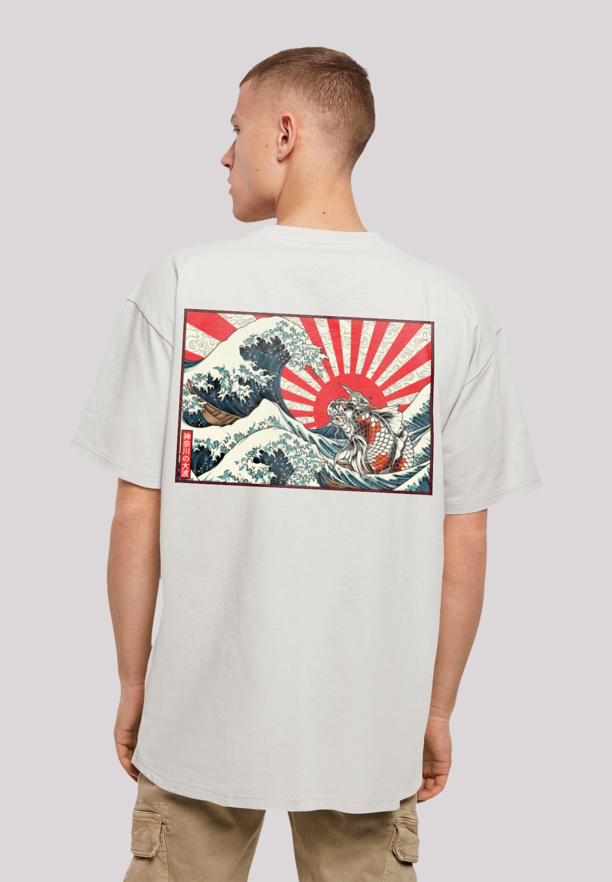 F4NT4STIC T-Shirt Kanagawa Welle Japan lightasphalt Print
