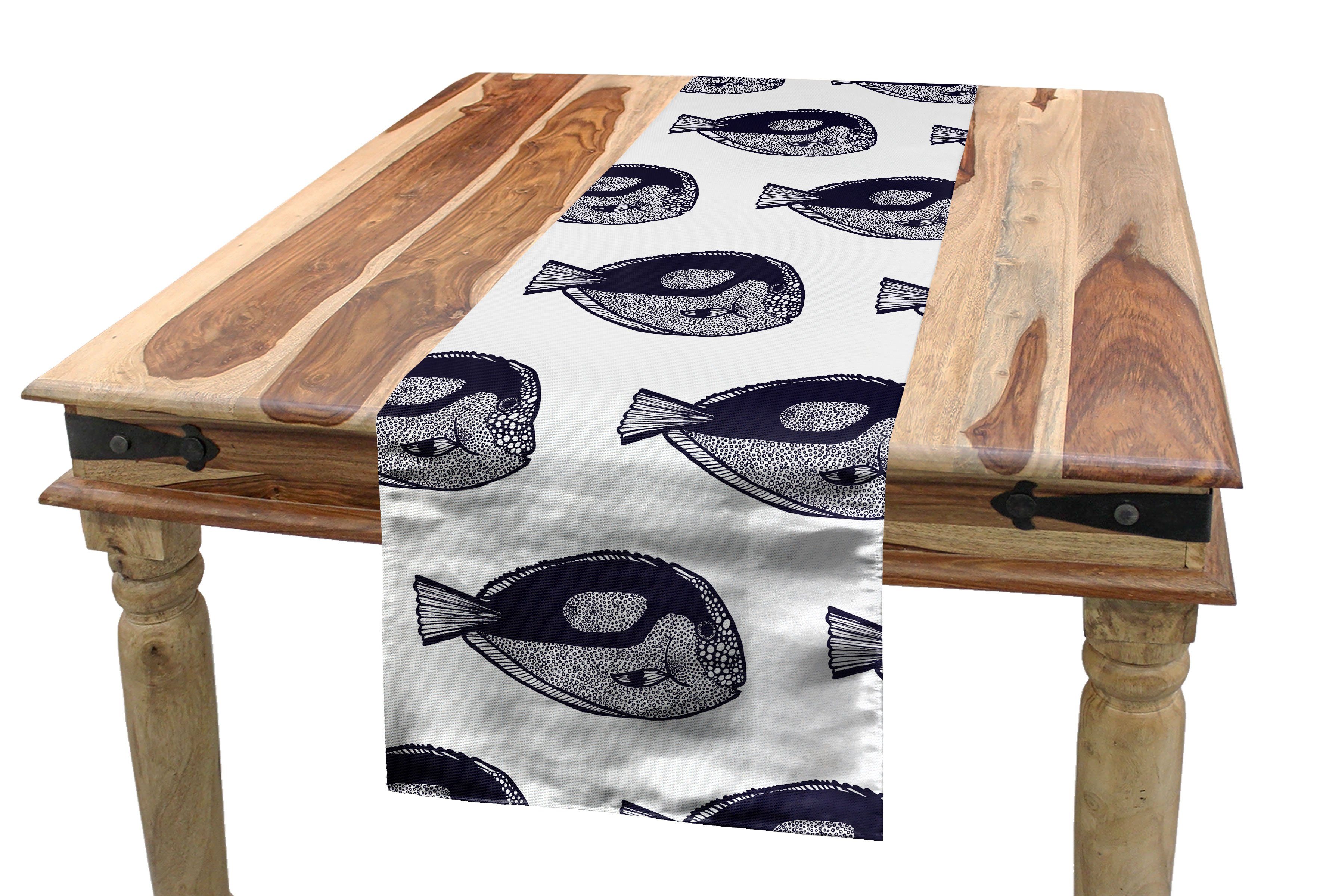 Abakuhaus Tischläufer Esszimmer Küche Muster-Kunst Surgeonfish Unterwasser- Dekorativer Tischläufer, Rechteckiger