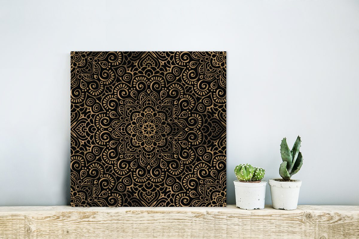 MuchoWow Metallbild Goldenes Muster auf schwarzem günstig online kaufen