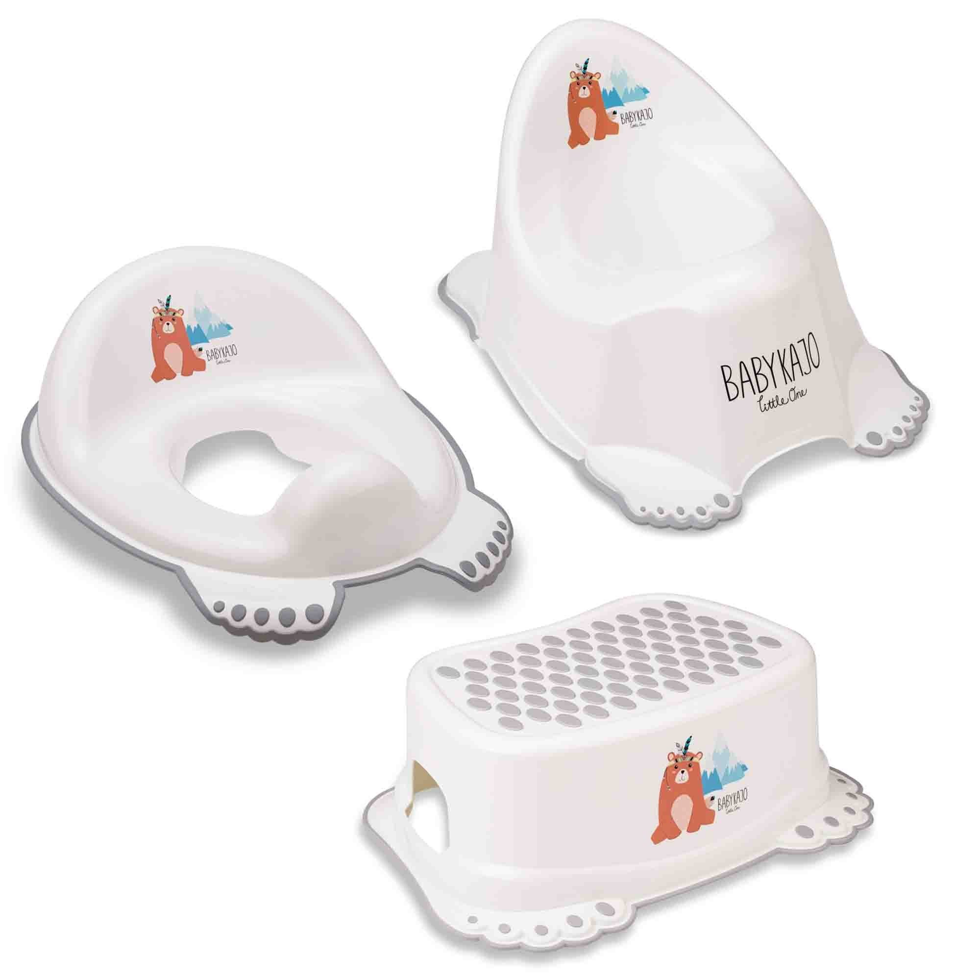 Babykajo Töpfchen, (Set, 3-tlg), Baby Topf, Toilettentrainer, Hocker - TÜV Rheinland geprüft!