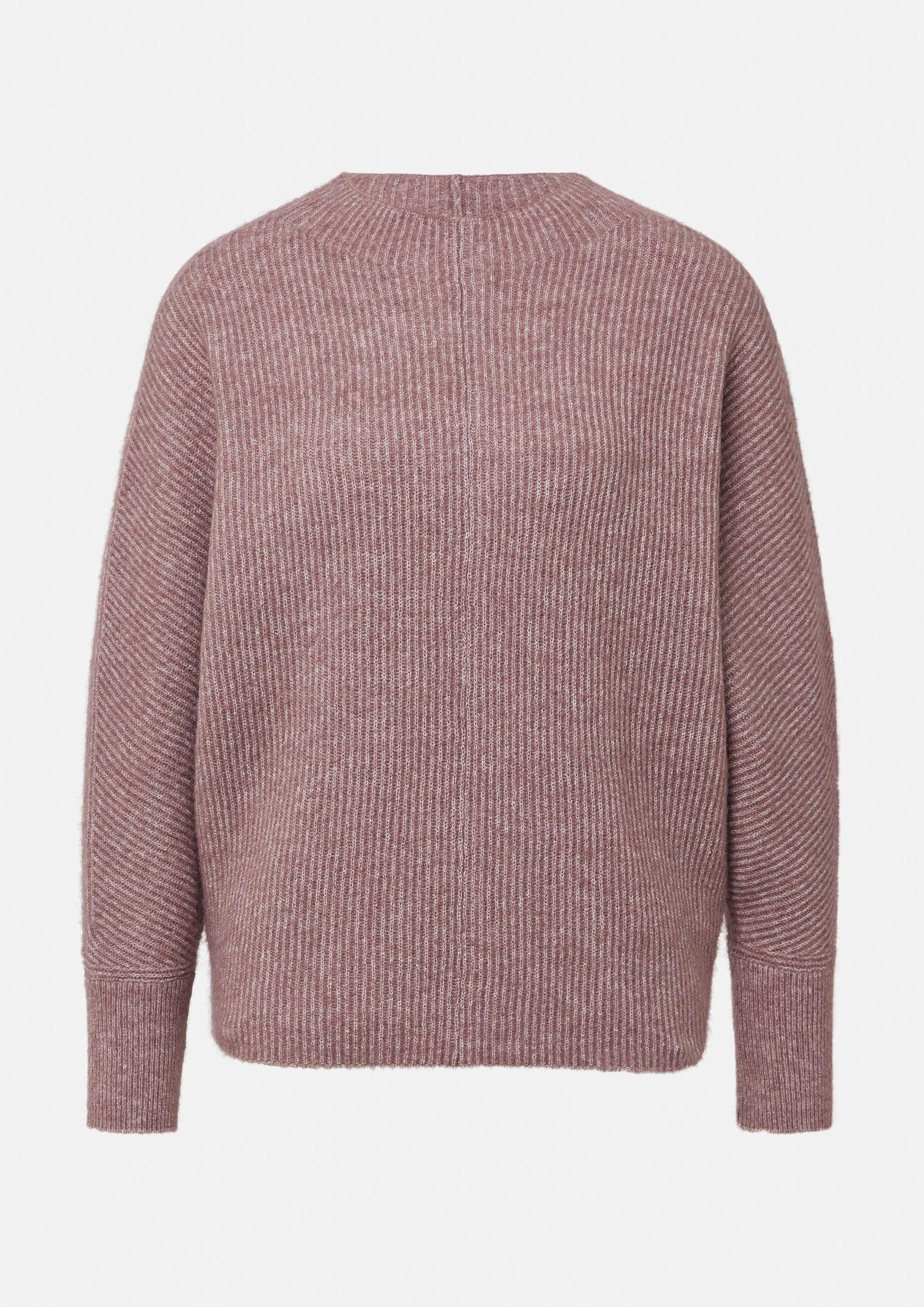 comma Longpullover Strickpullover Haariger Strickpullover mit Fledermausärmeln