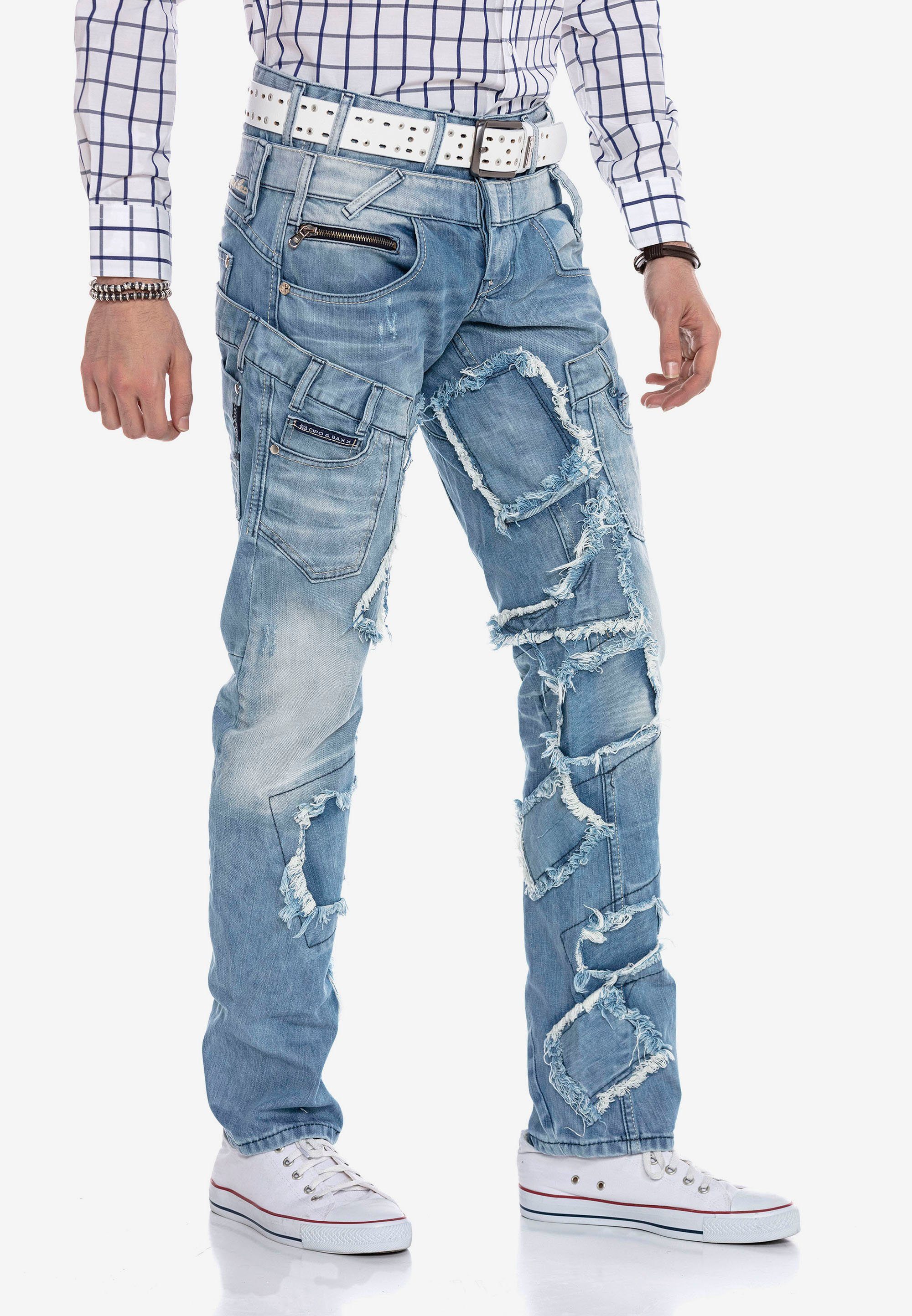 Cipo & Baxx trendigen Patchwork-Design Jeans Bequeme im