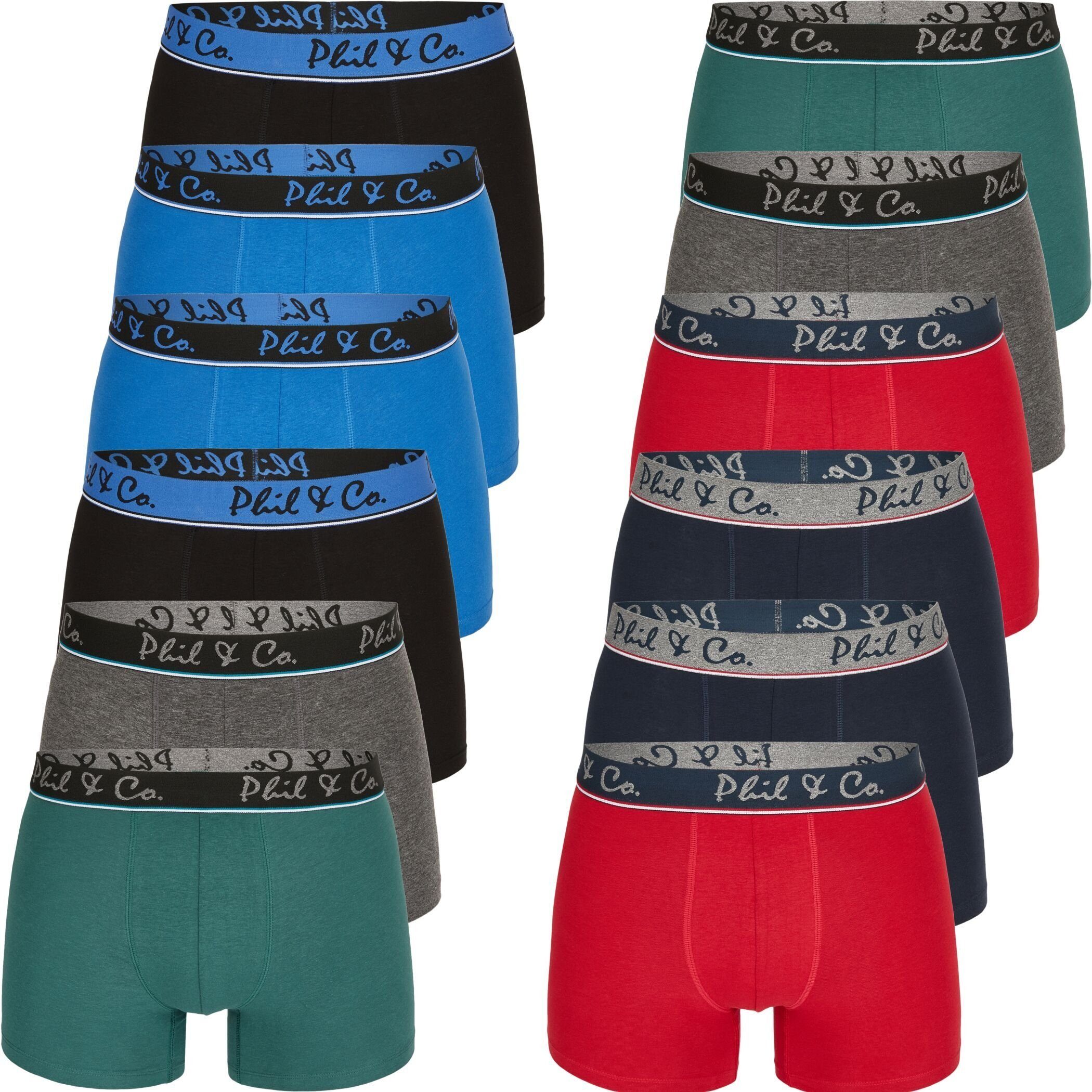 Phil & Co. Boxershorts 12 Pack Phil & Co Berlin Jersey Boxershorts Trunk Short Pant FARBWAHL (1-St) DESIGN 06