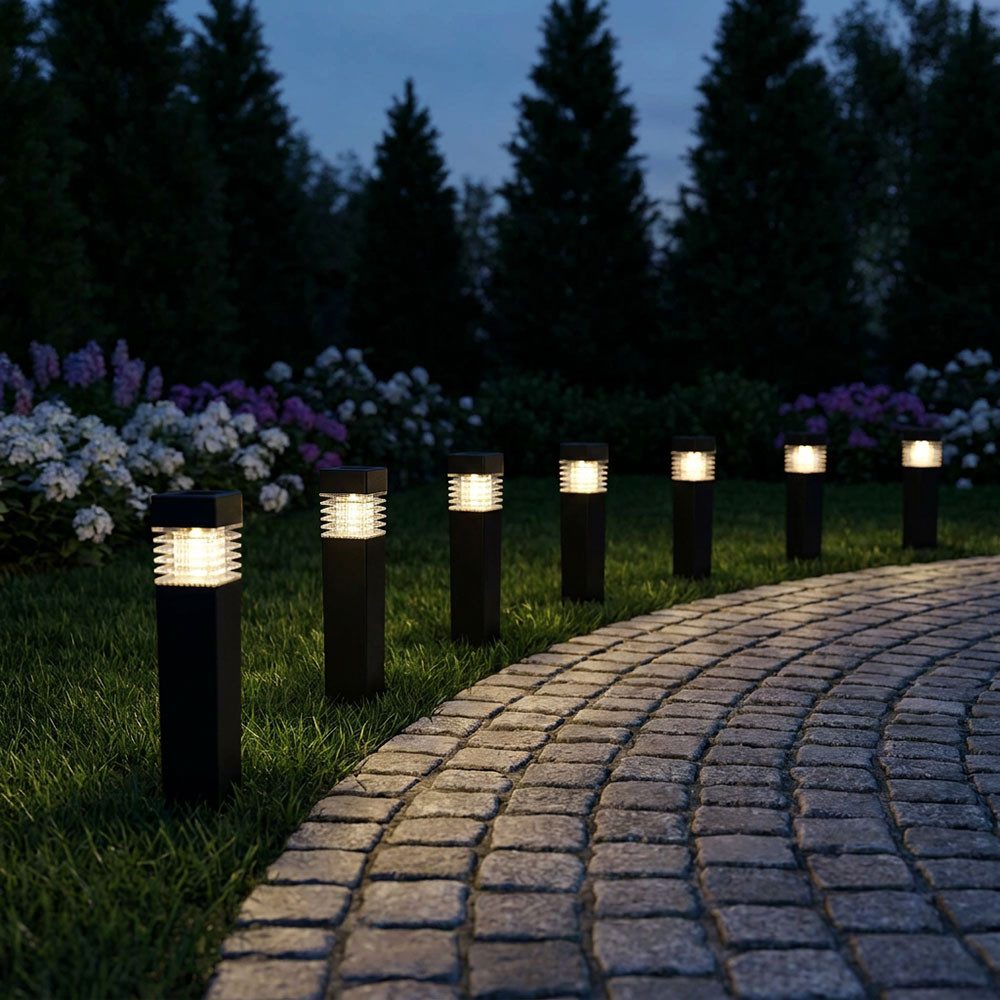 GLOBO LIGHTING LED Außen-Stehlampe, LED-Leuchtmittel fest verbaut, Warmweiß, Solarlampe Wegeleuchte Außenlampe LED Erdspieß Gartenlampe 4er Set