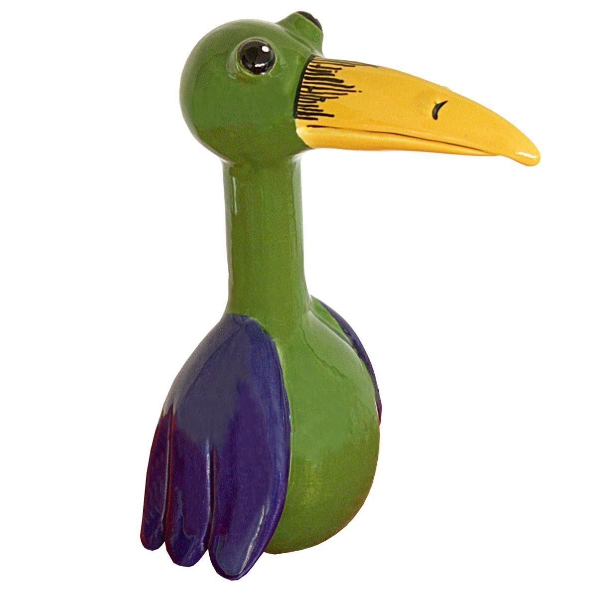 Tangoo-Deko Gartenfigur Tangoo Keramik-Vogel grün sitzend mit langem Schnabel, (Stück)