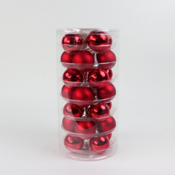 Lucht Weihnachtsbaumkugel Glas-Kugel-Box Ø 4 cm rot matt/glänzend 28 Stück von Lucht