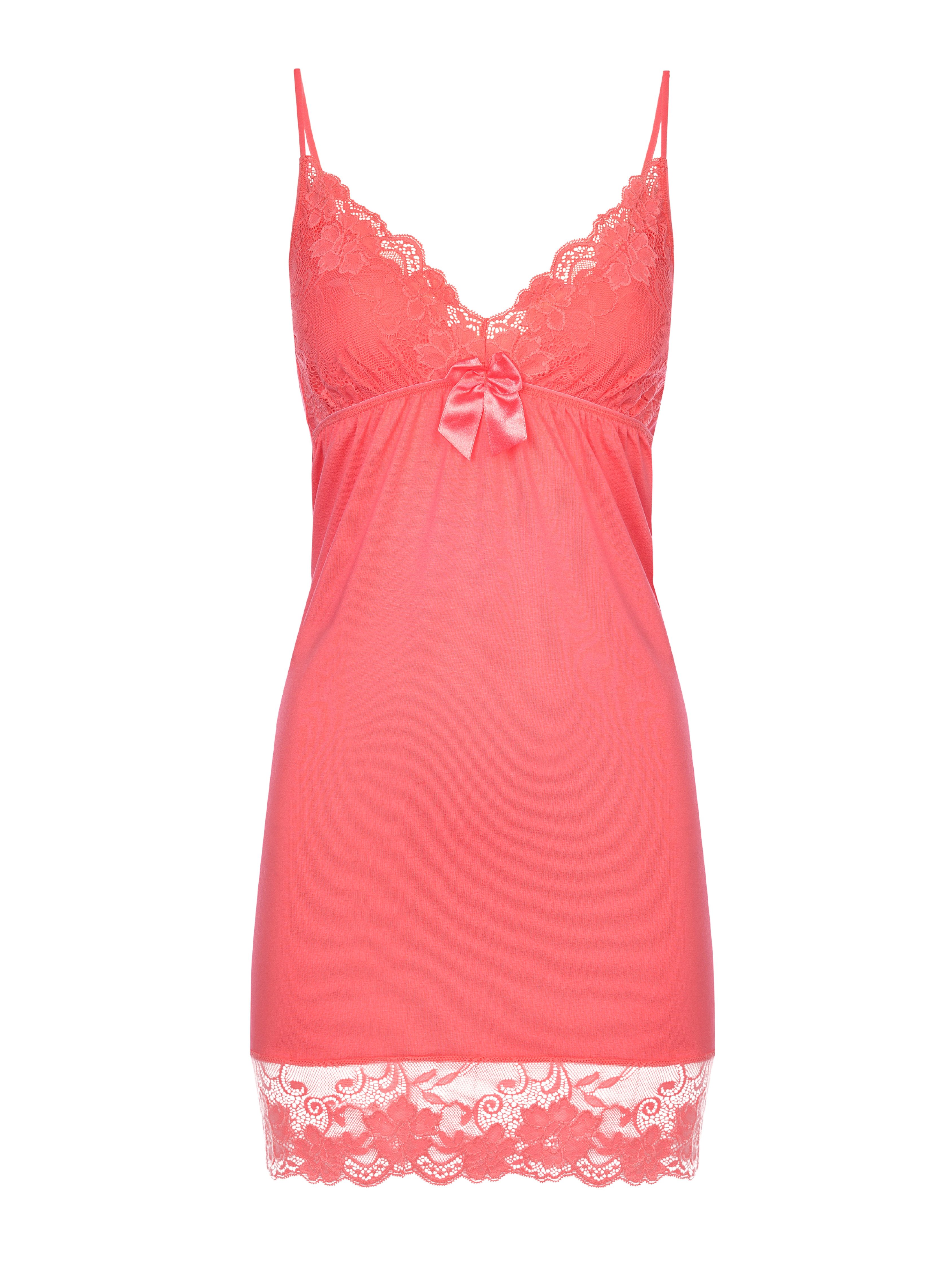Donna Negligé Nachthemd mit edler Spitze (verstellbare Träger) weiche Spitze, luxuriöser Viskose-Mix