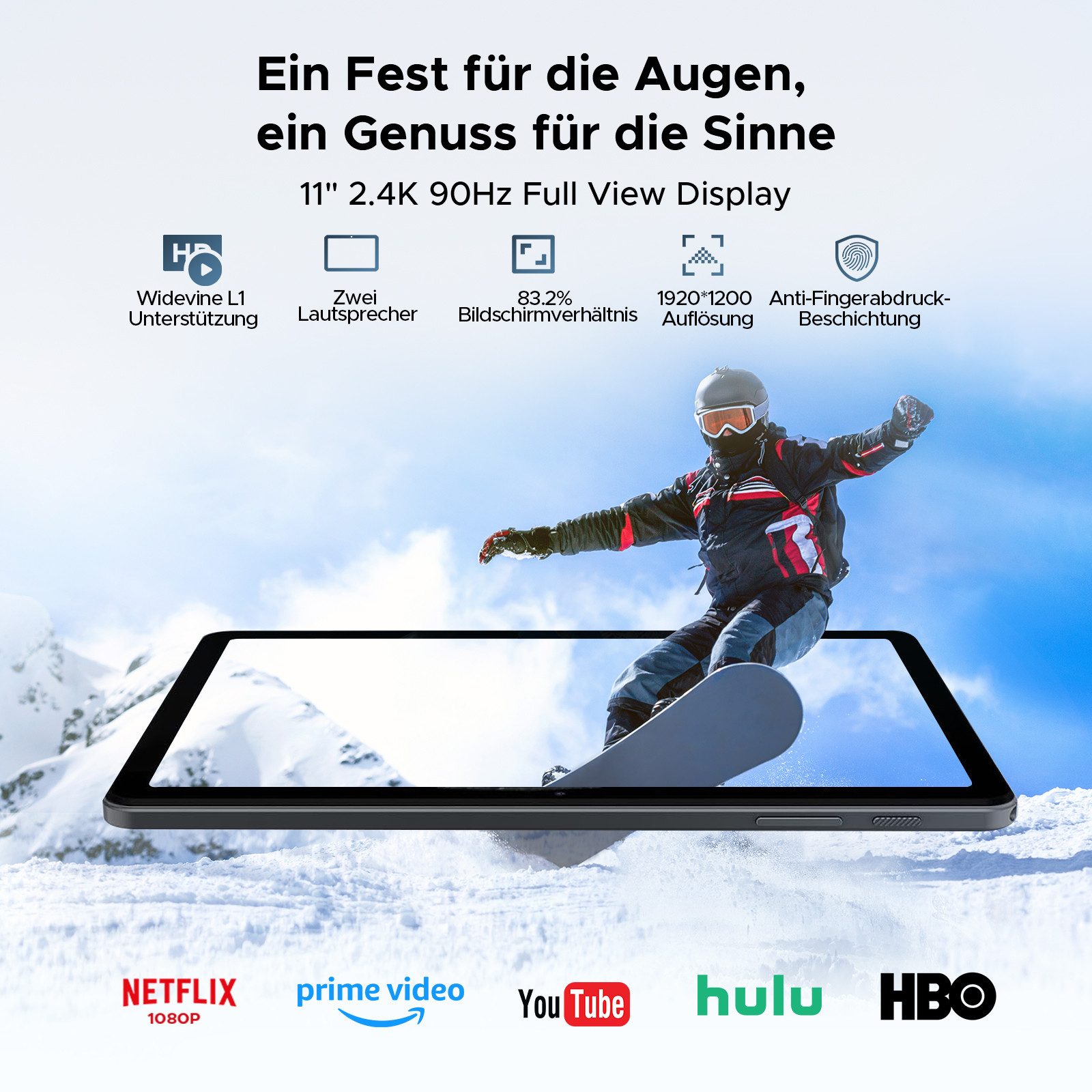 POCKAM P11 Pro Android 16 Tablet, 11" FHD+ 90Hz, 8800mAh, 18W Fast Charge Tablet (11", 128 GB, Android 16, WIFI, mit Tastatur, Stift & Maus, Gemini AI, Widevine L1, Face ID, GPS, OTG)