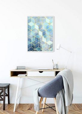 Komar Poster Mosaik Azzuro, Abstrakt (1 St), Kinderzimmer, Schlafzimmer, Wohnzimmer