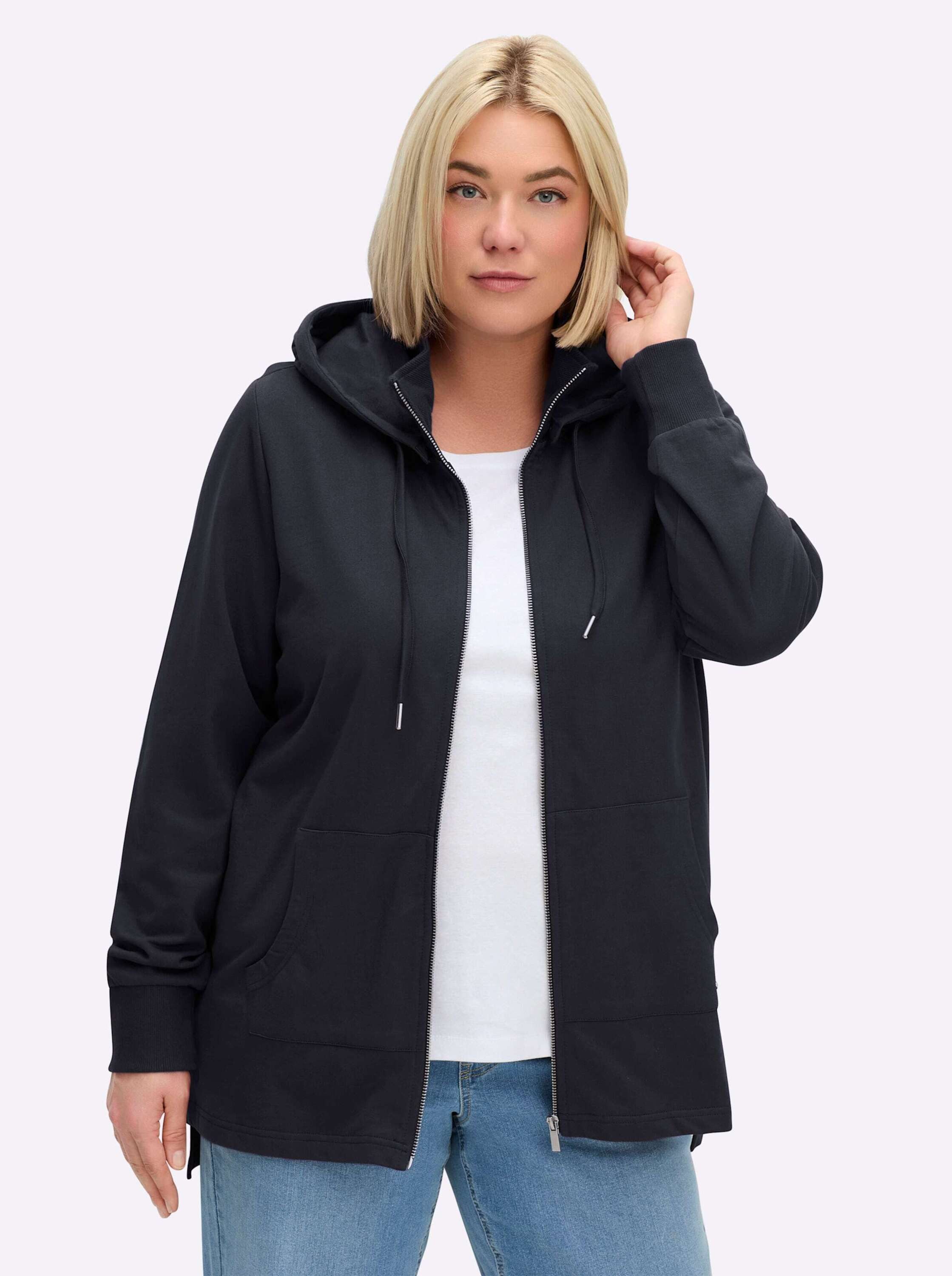 Sheego Shirtjacke Sweatjacke Langarm