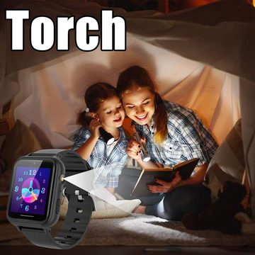 PTHTECHUS MG-S19-Schwarz Kinder's Smartwatch (1,44 Zoll), mit Elegantes und Schönes Design 7 Spielen, Musik, MP3, Taschenlampe