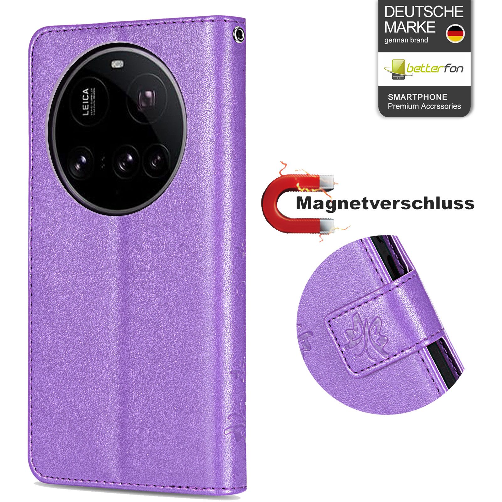 betterfon Handyhülle Handytasche für Xiaomi 15 Ultra Handyhülle Klapphülle, Bookstyle-Hülle: Magnetverschluss 3 Kartenfächer & Standfunktion
