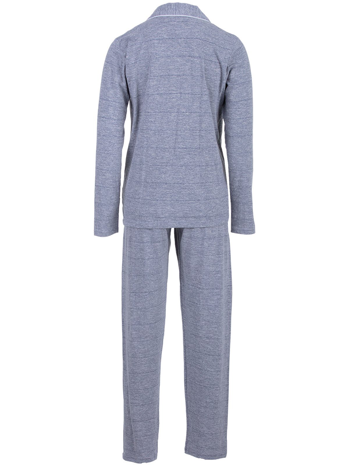 Set Melange zeitlos Streifen grau Pyjama Schlafanzug - Langarm