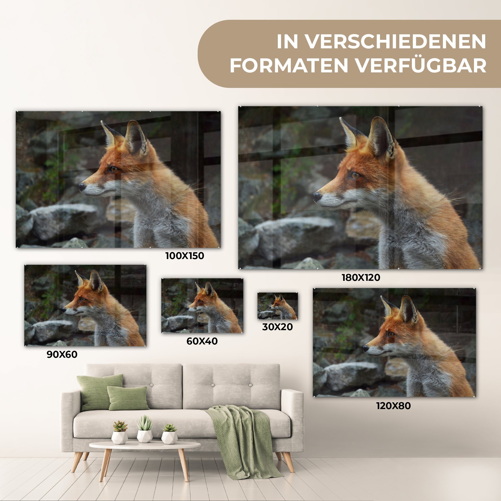 MuchoWow Acrylglasbild Fuchs - Orange St), (1 Steine, Wohnzimmer - Acrylglasbilder Schlafzimmer &