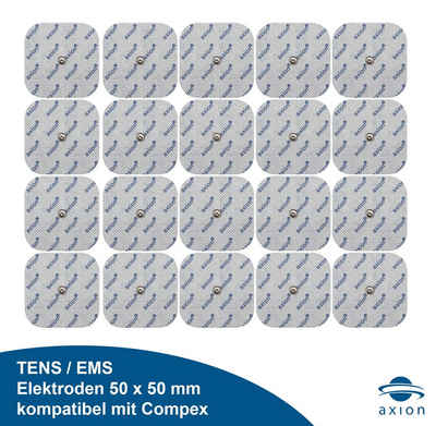 Axion Elektrodenpads TENS EMS selbstklebende GEL Elektroden 50 x 50 mm, kompatibel mit Compex, Sparset 20 St.,3.75mm Druckknopfanschluss