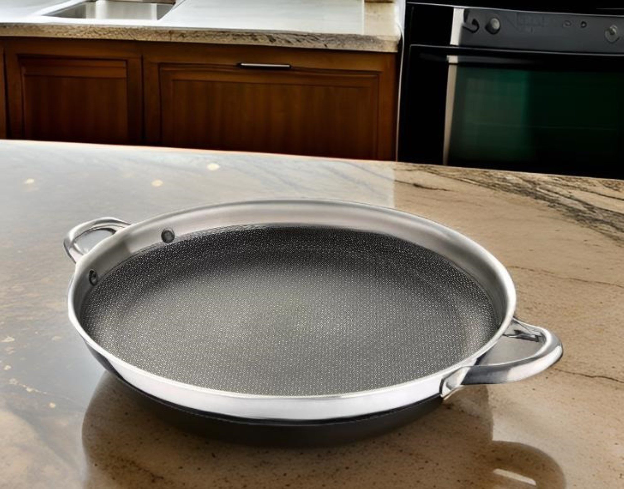 Cheffinger Bratpfanne Edelstahl Wabenstruktur Ø36cm Induktion Pfanne Anti Haft Kratzfest – Bild 2 von 5