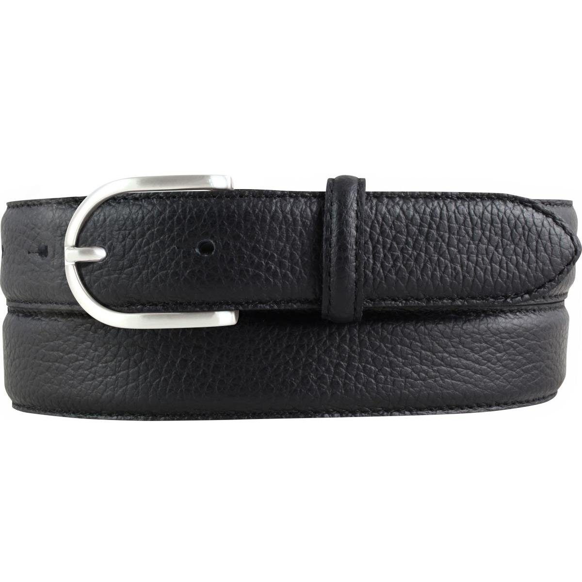 BELTINGER Ledergürtel Italienischer Damen-Gürtel, 30 mm breit, Damen, Chinogürtel, Hosengürt Schwarz, Silber