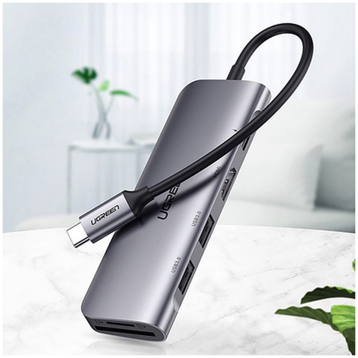 UGREEN Ugreen CM195 6in1 Adapter USB-C HDMI 2x USB-A 3.0USB-C PD KFZ-Adapter