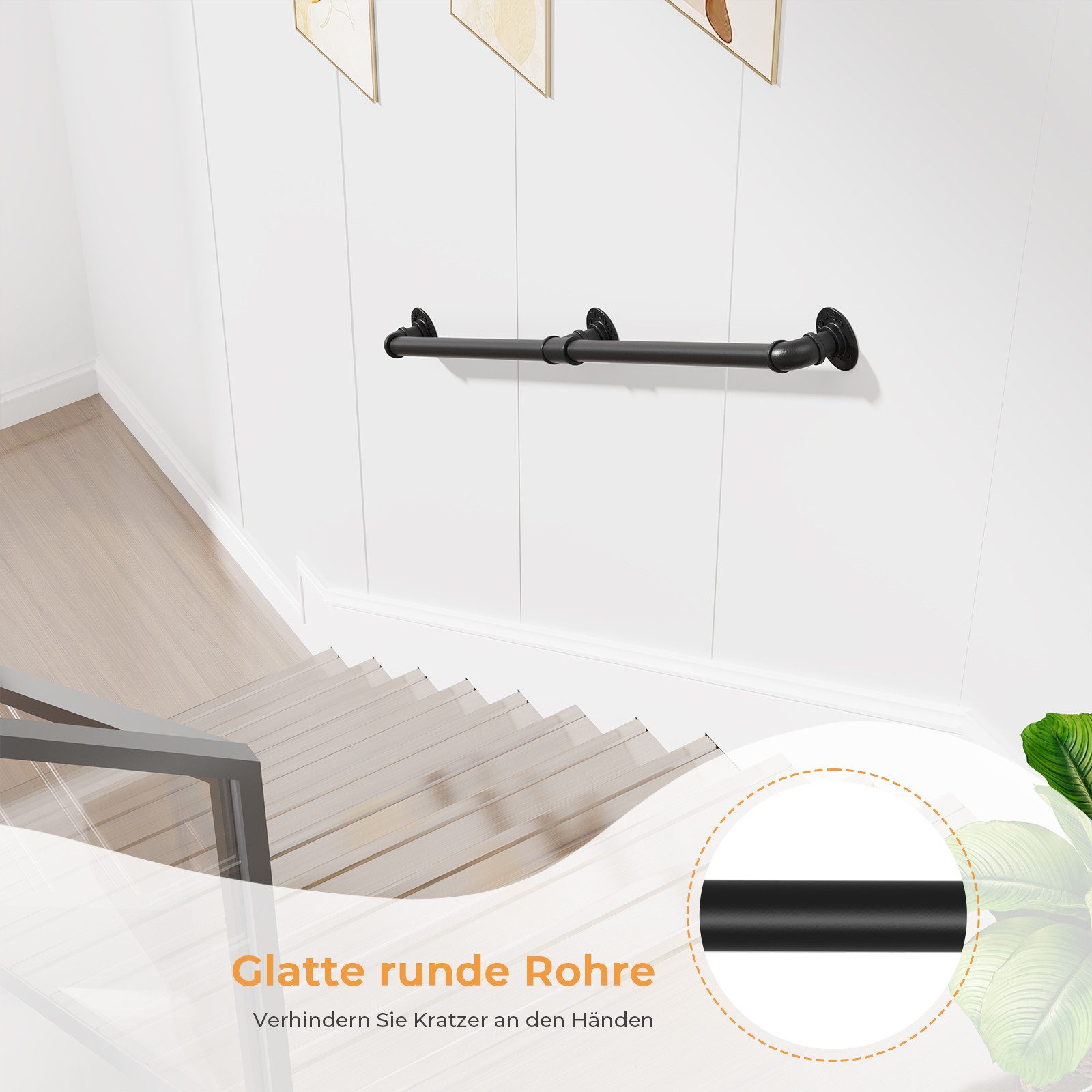 Dripex Treppengeländer Handlauf Geländer Wandhandlauf Innen und Außen, 60 cm Länge – Bild 4 von 5