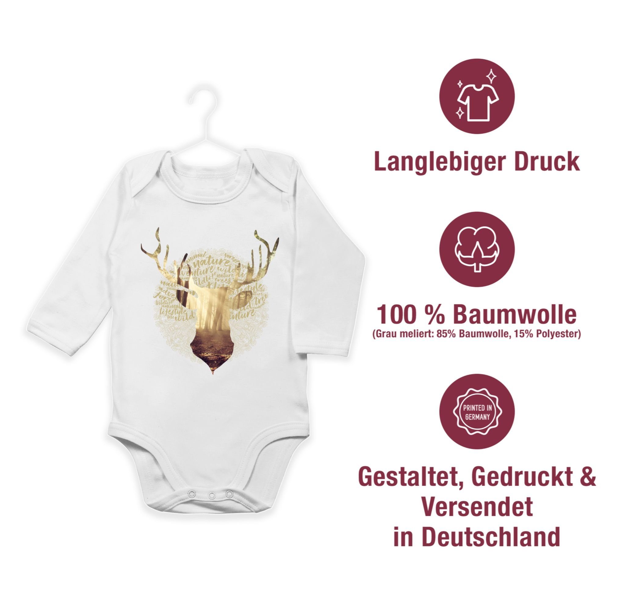 Weiß Oktoberfest Mode Baby Jäger Hirsch 1 Shirtracer für Shirtbody Outfit